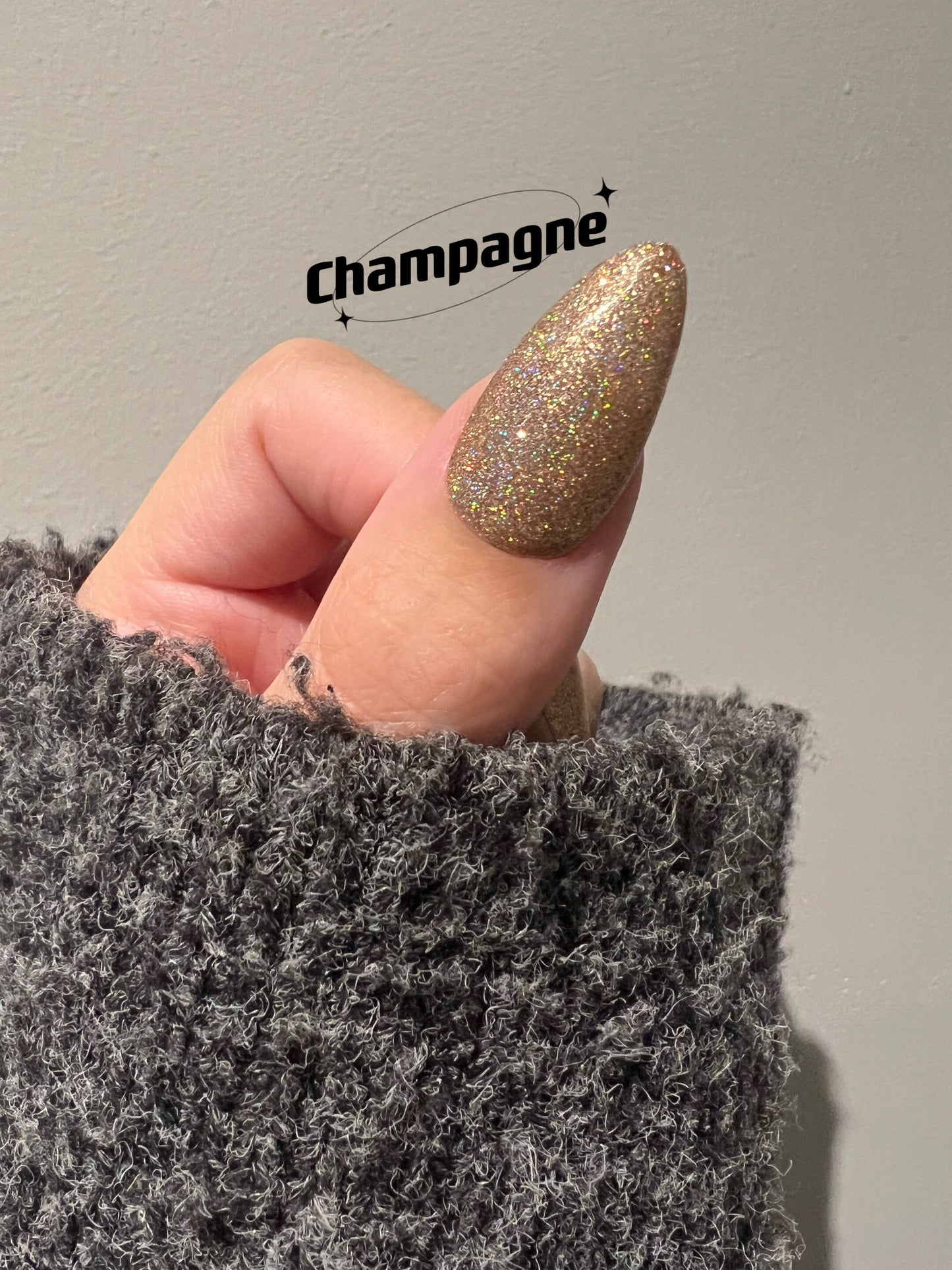 Champagne | Holographic Glitter | Ultra Shine Long Lasting Brush on UV Gels Home Nail DIY False Tips Manicure Nail Art Supply
