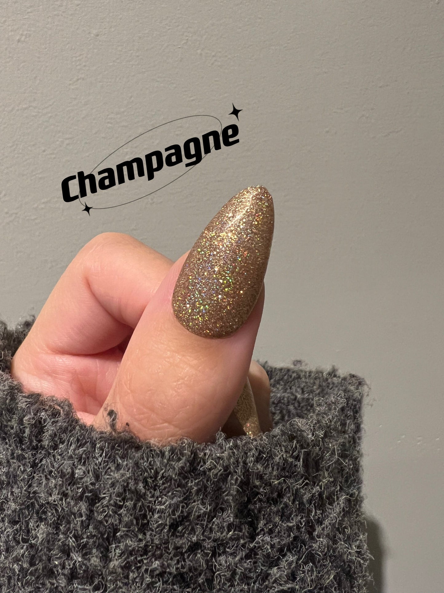 Champagne | Holographic Glitter | Ultra Shine Long Lasting Brush on UV Gels Home Nail DIY False Tips Manicure Nail Art Supply