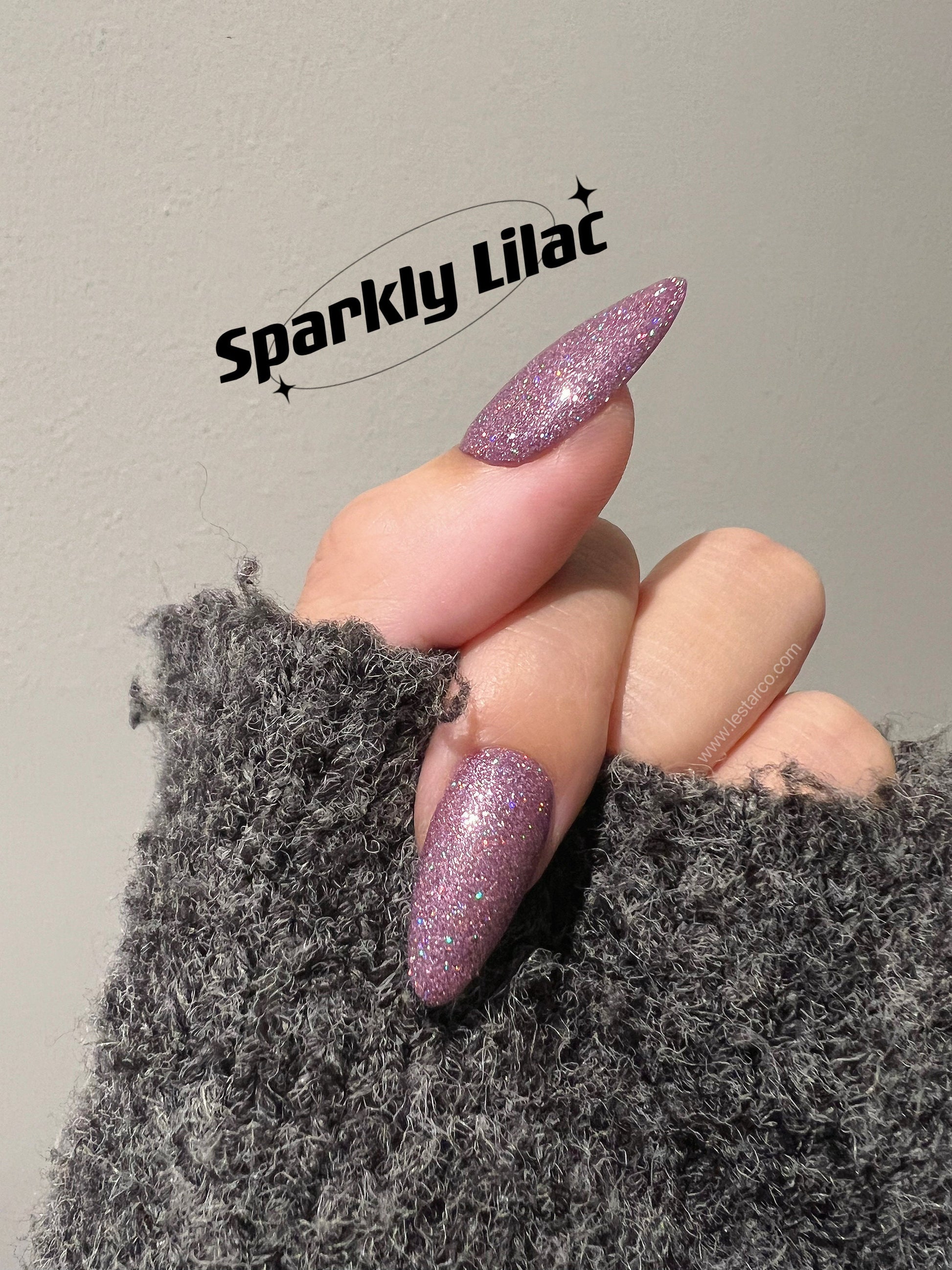 Sparkly Lilac | Holographic Glitter | Ultra Shine Long Lasting Brush on UV Gels Home Nail DIY False Tips Manicure Nail Art Supply