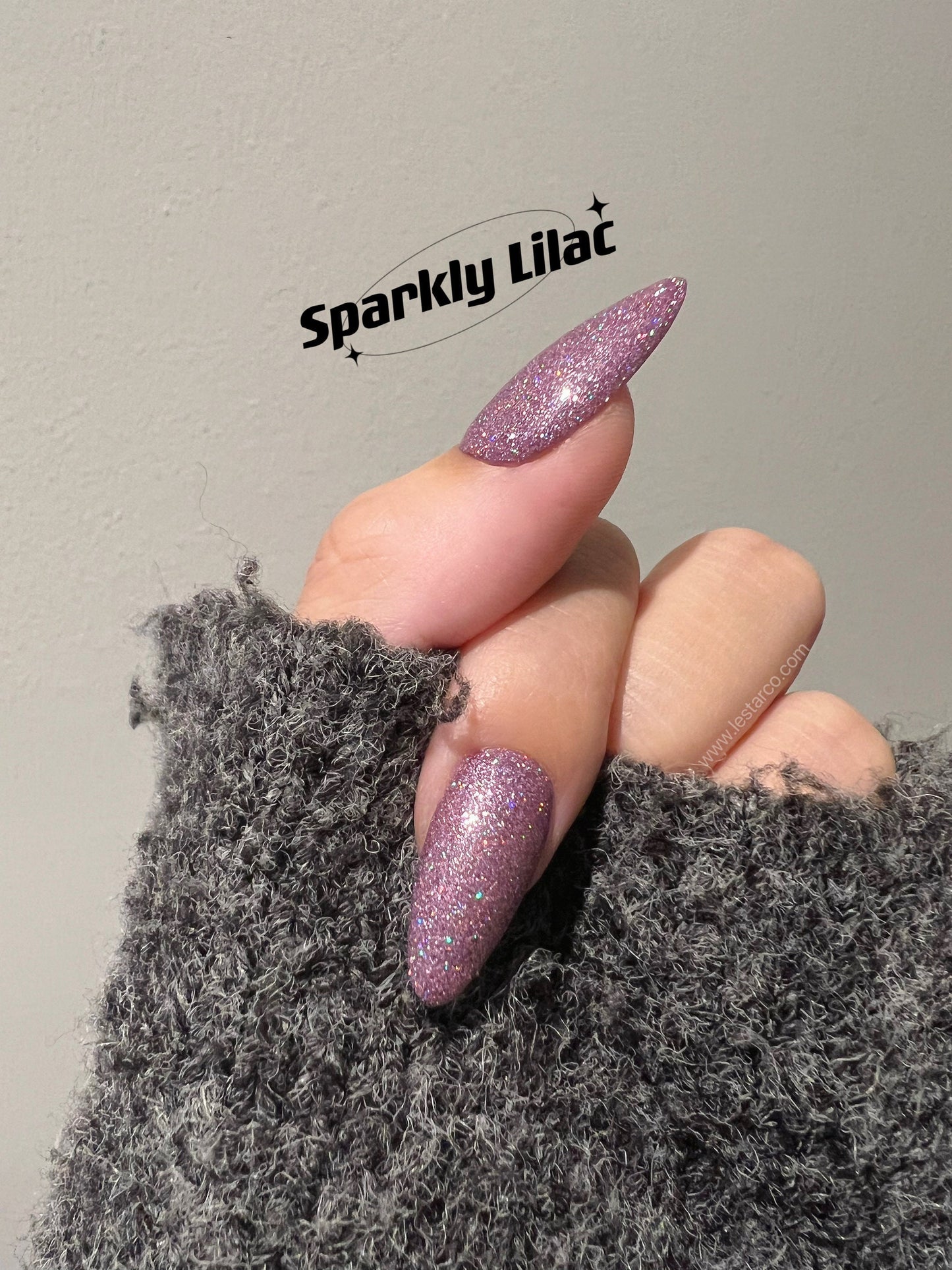 Sparkly Lilac | Holographic Glitter | Ultra Shine Long Lasting Brush on UV Gels Home Nail DIY False Tips Manicure Nail Art Supply