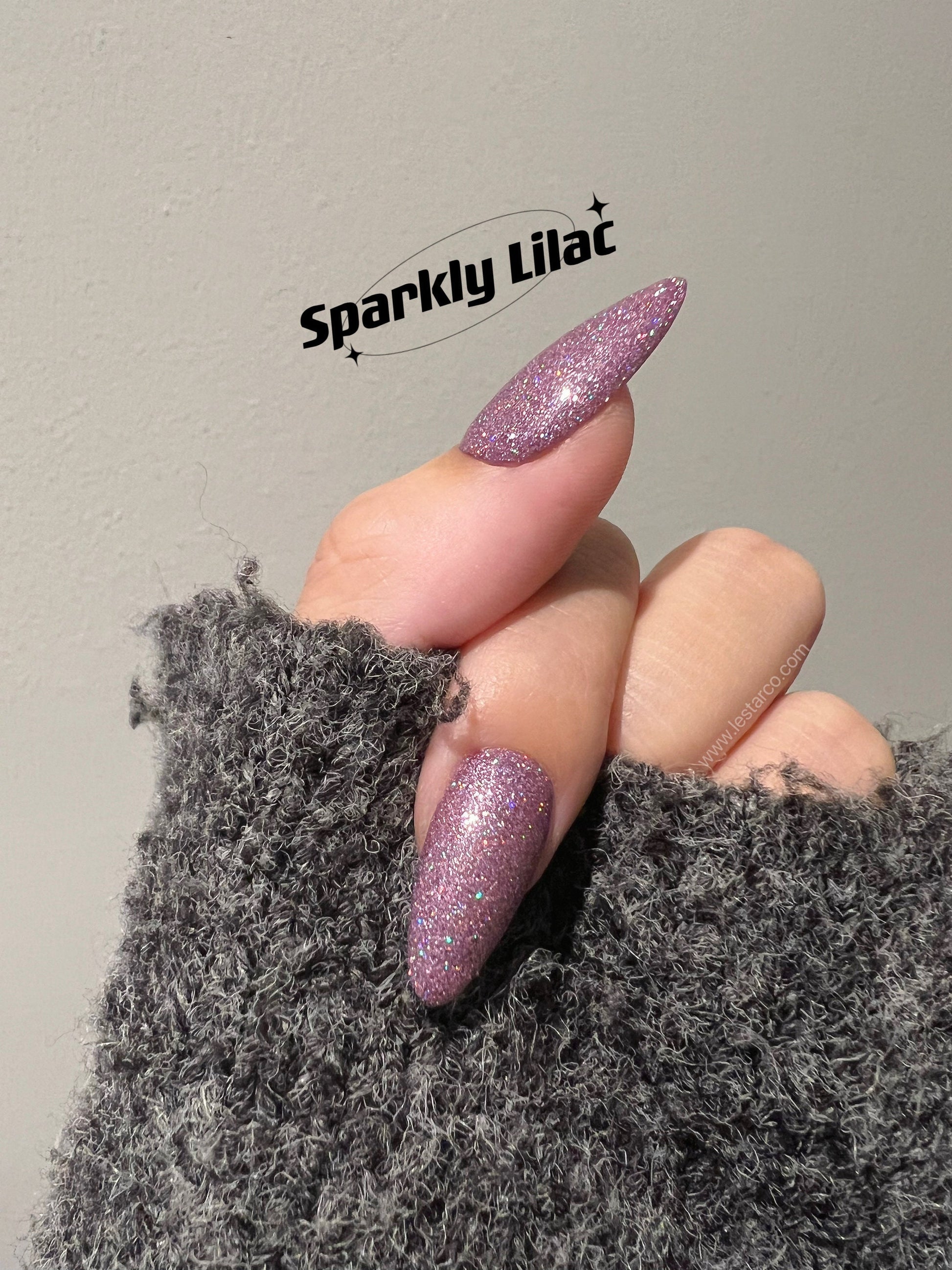 Sparkly Lilac | Holographic Glitter | Ultra Shine Long Lasting Brush on UV Gels Home Nail DIY False Tips Manicure Nail Art Supply