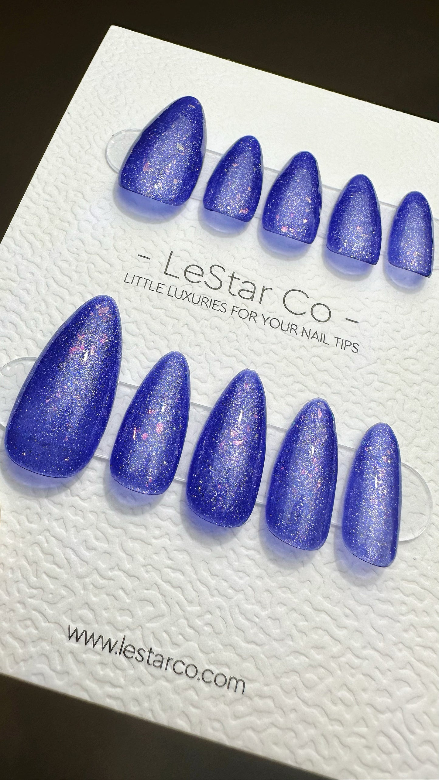 Reusable Galactic Sapphire | Nails Premium Press on Nails Gel Manicure | Fake Nails | Handmade | Lestarco nails 484zz