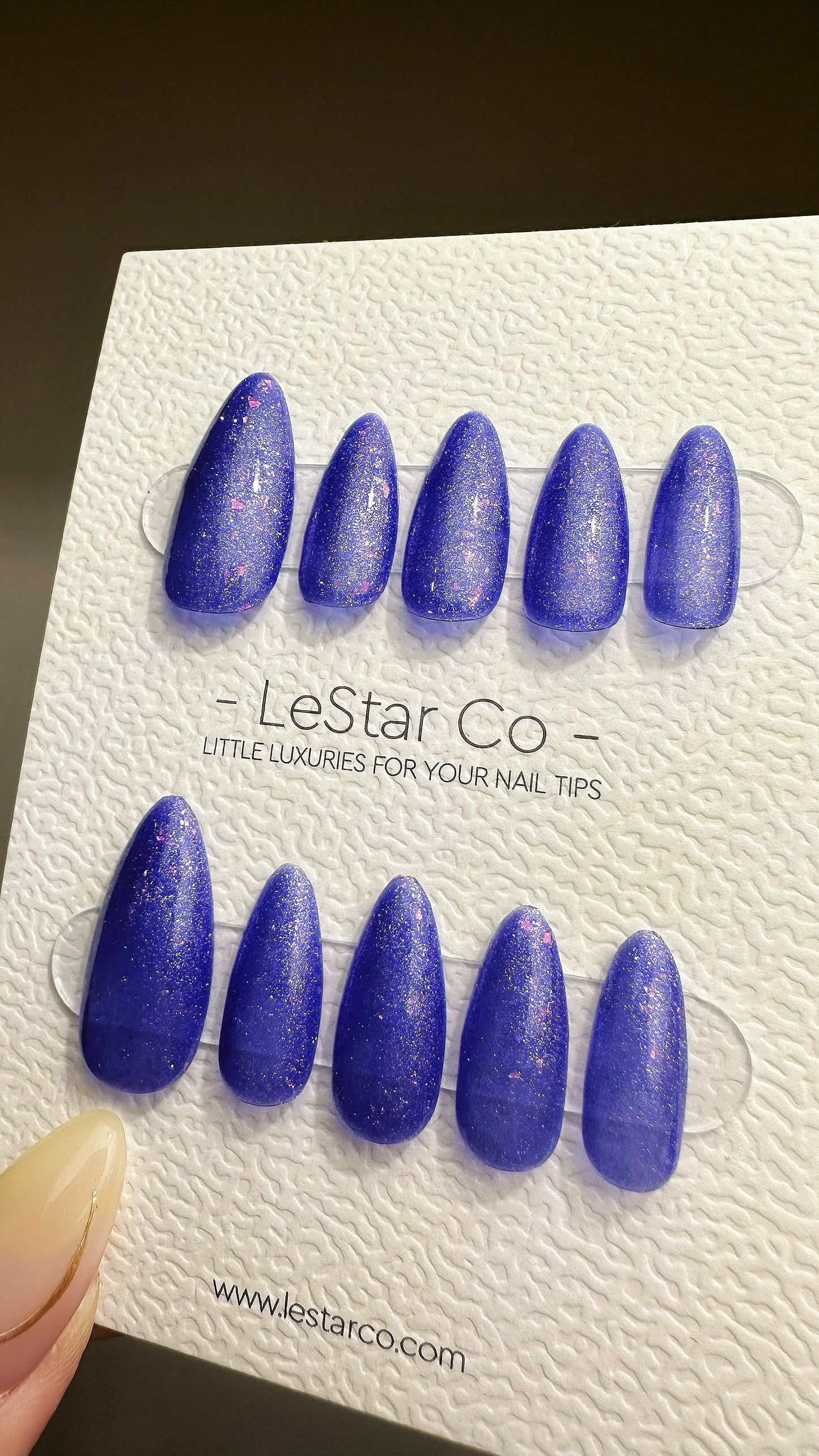 Reusable Galactic Sapphire | Nails Premium Press on Nails Gel Manicure | Fake Nails | Handmade | Lestarco nails 484zz