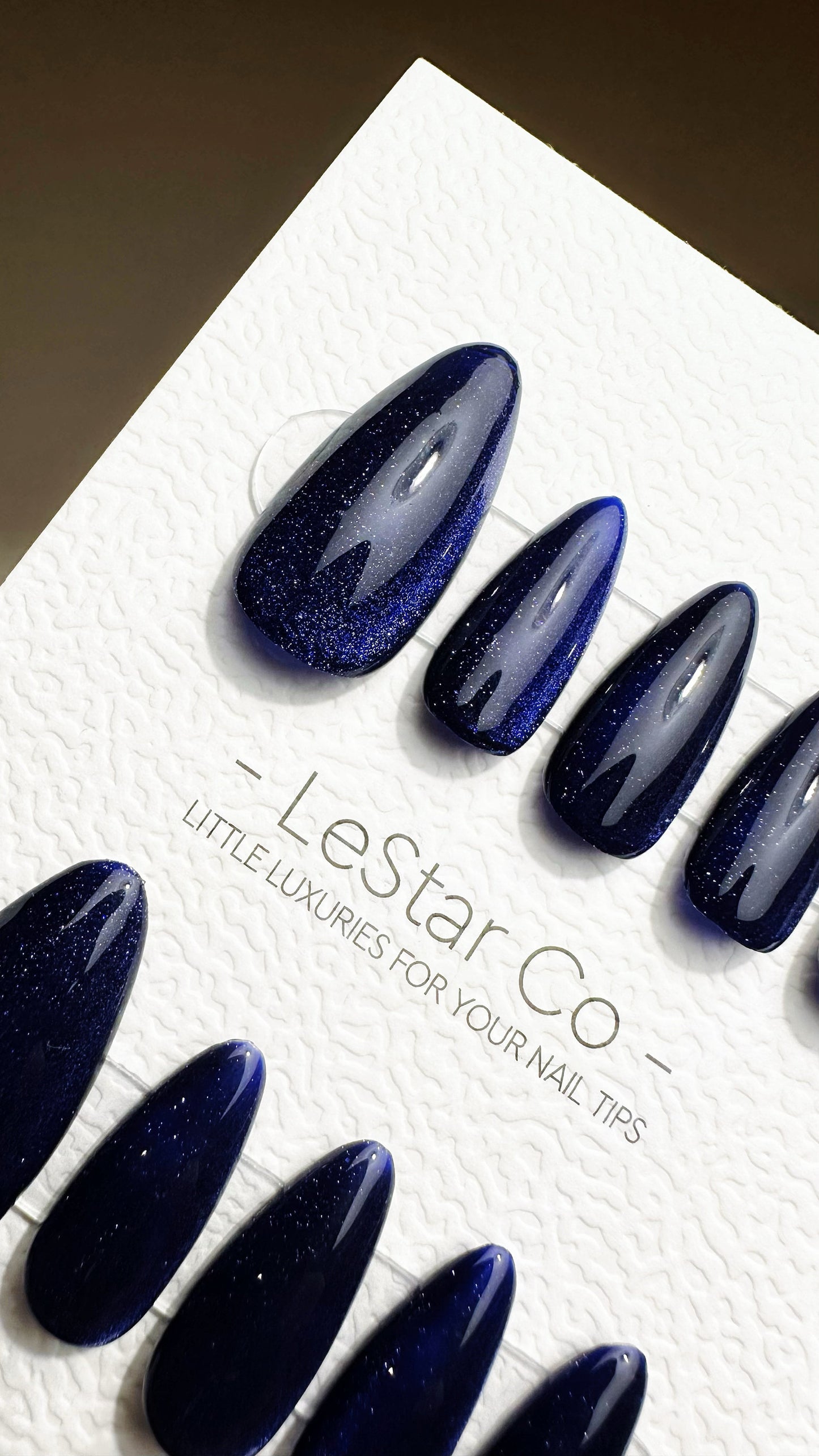 Reusable Abyssal Whispers Blue Cat Eye Effect | Nails Premium Press on Nails Gel Manicure | Fake Nails | Handmade | Lestarco nails 485zz