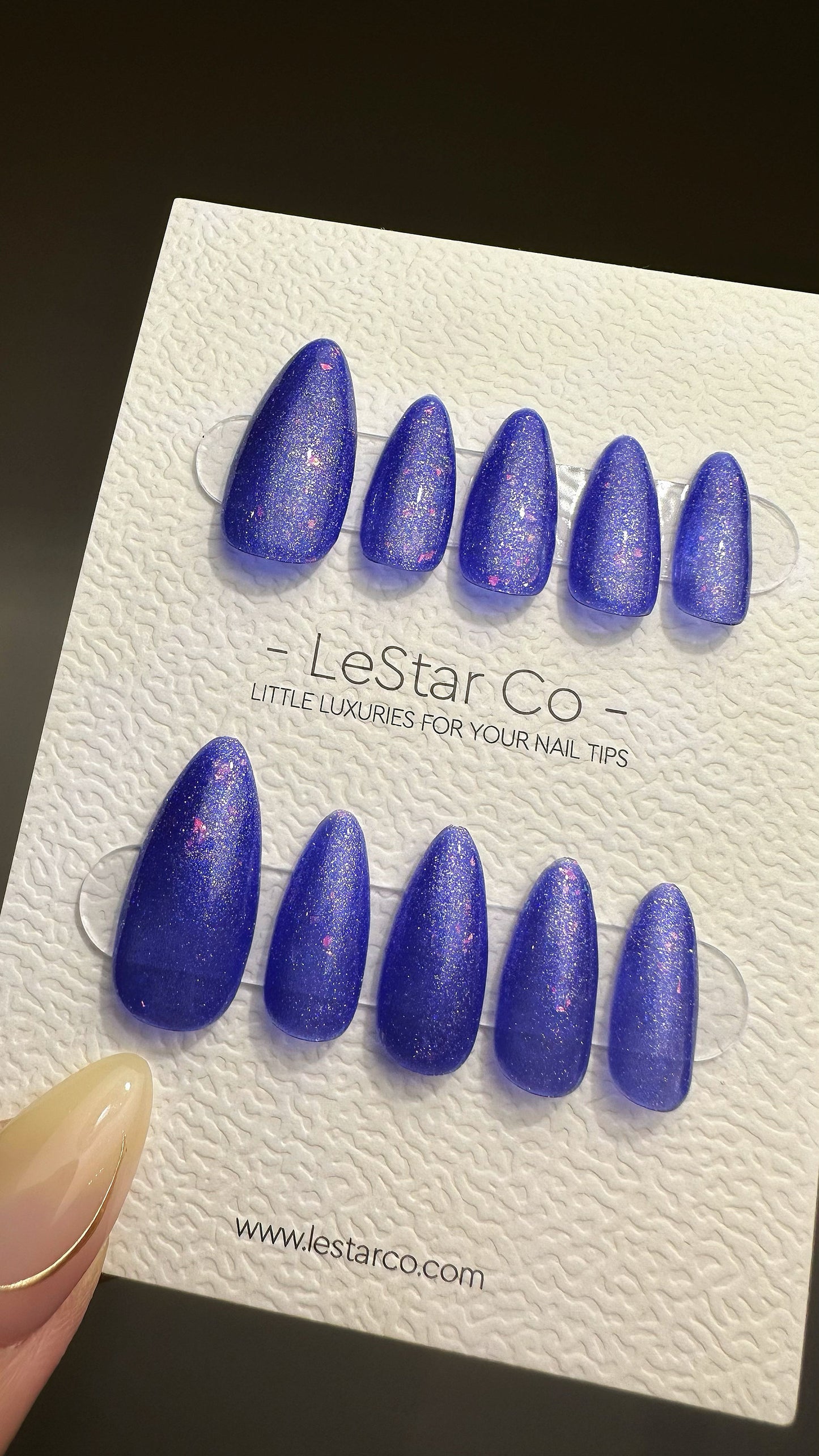 Reusable Galactic Sapphire | Nails Premium Press on Nails Gel Manicure | Fake Nails | Handmade | Lestarco nails 484zz