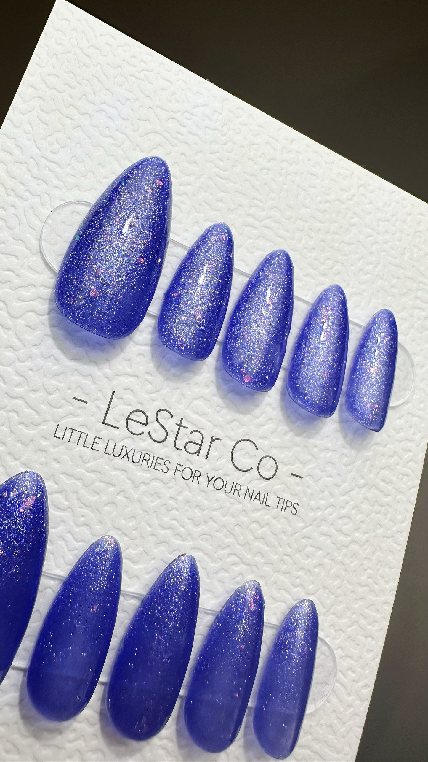 Reusable Galactic Sapphire | Nails Premium Press on Nails Gel Manicure | Fake Nails | Handmade | Lestarco nails 484zz