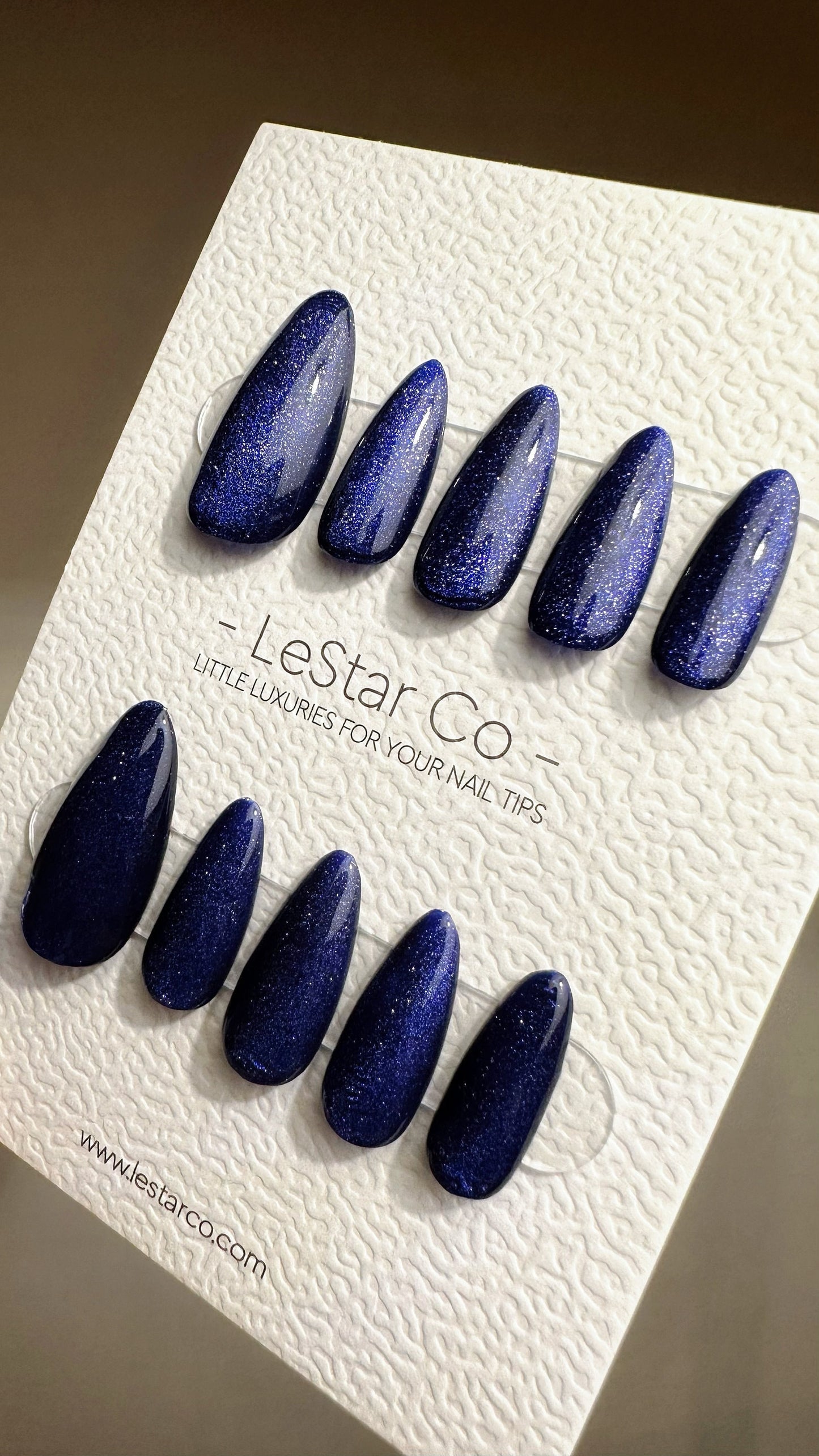Reusable Abyssal Whispers Blue Cat Eye Effect | Nails Premium Press on Nails Gel Manicure | Fake Nails | Handmade | Lestarco nails 485zz