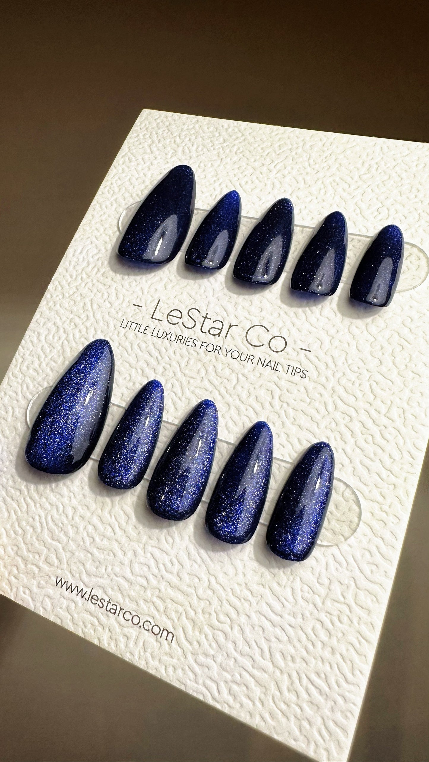 Reusable Abyssal Whispers Blue Cat Eye Effect | Nails Premium Press on Nails Gel Manicure | Fake Nails | Handmade | Lestarco nails 485zz