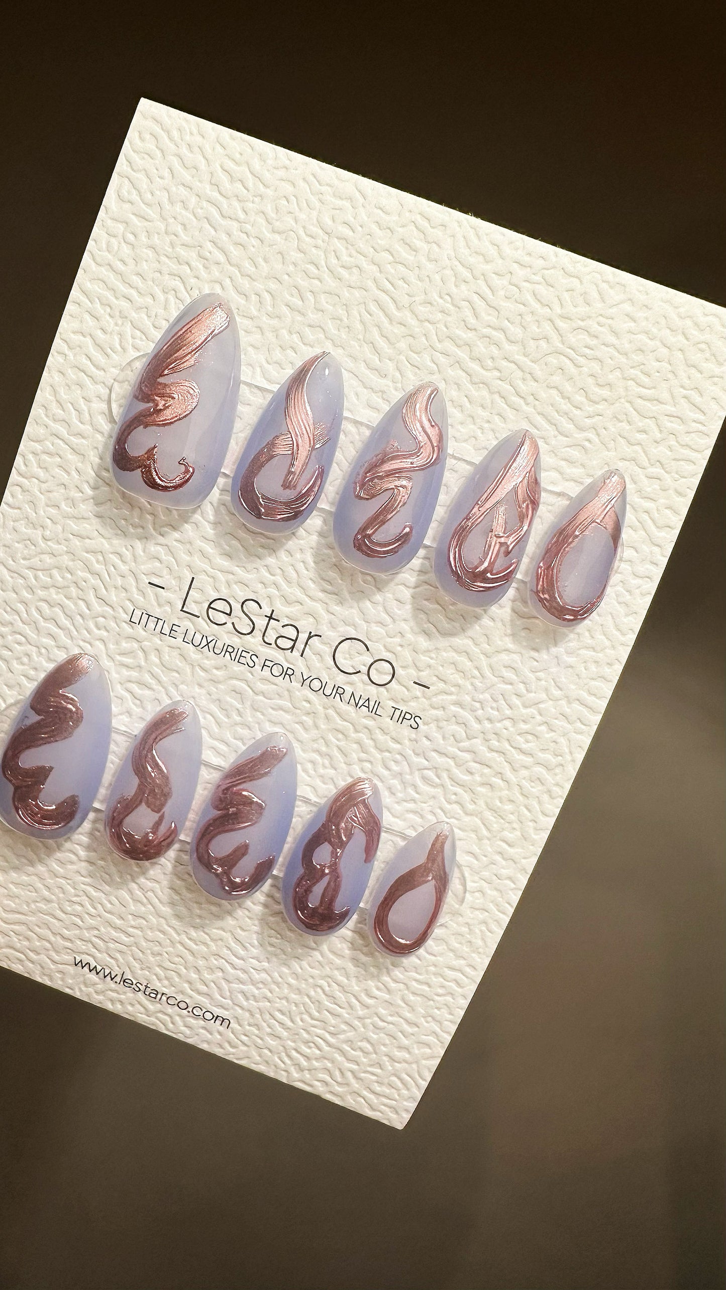 Reusable Copper Cascade | Nails Premium Press on Nails Gel Manicure | Fake Nails | Handmade | Lestarco faux nails QN519
