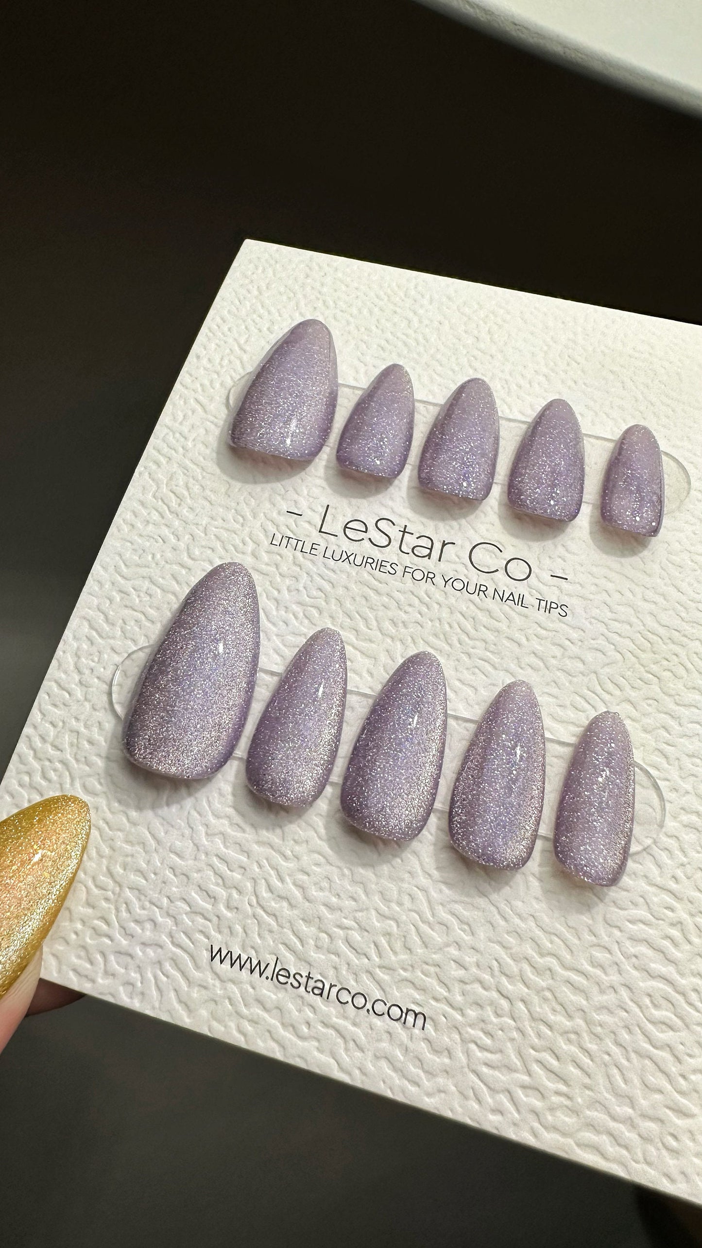Reusable Champagne Cat Eye Effect| Nails Premium Press on Nails Gel Manicure | Fake Nails | Handmade | Lestarco faux nails 495zz