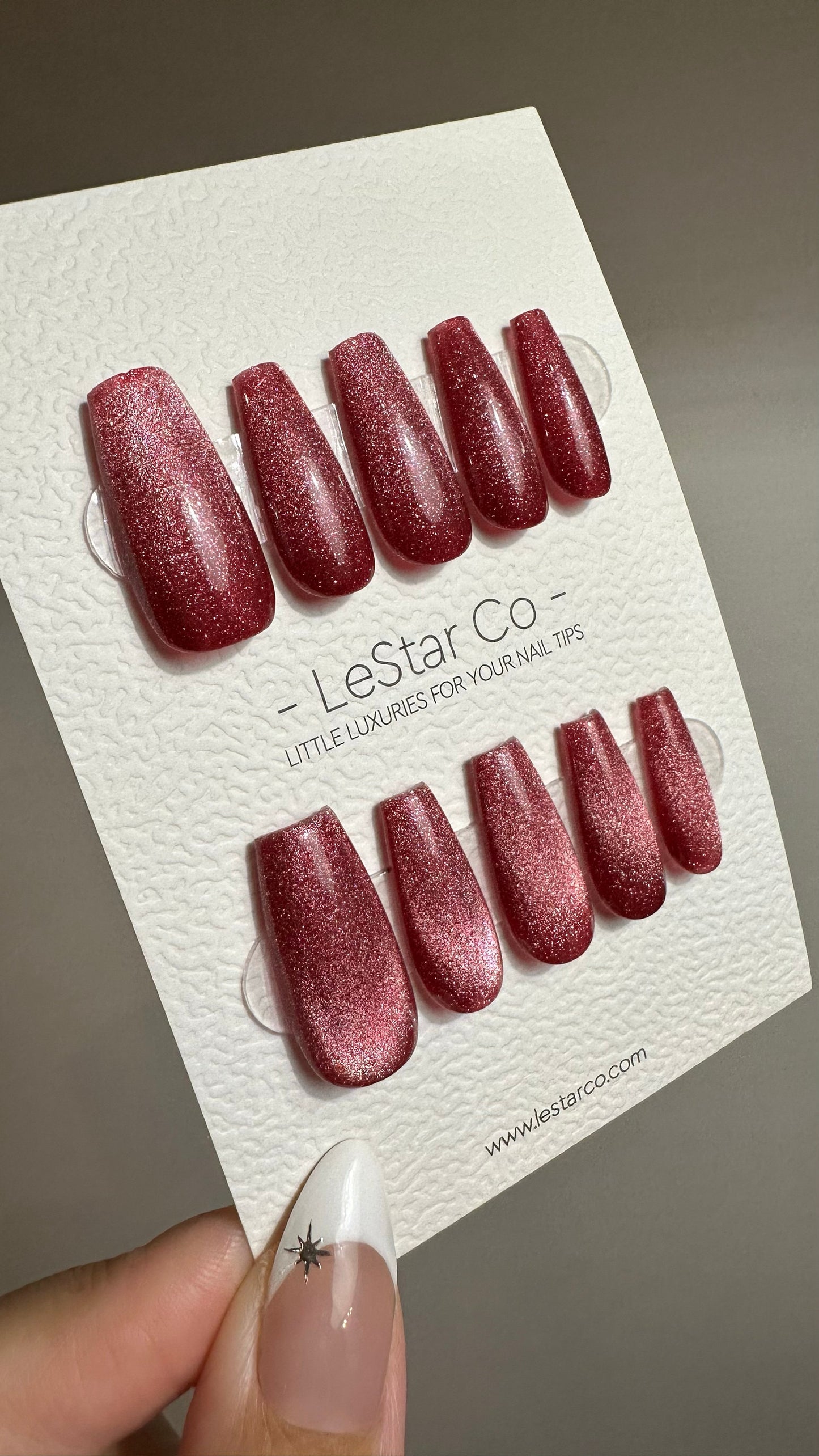 Reusable Wine Red Cat eye | Nails Premium Press on Nails Gel Manicure | Fake Nails | Handmade | Lestarco faux nails TMR515