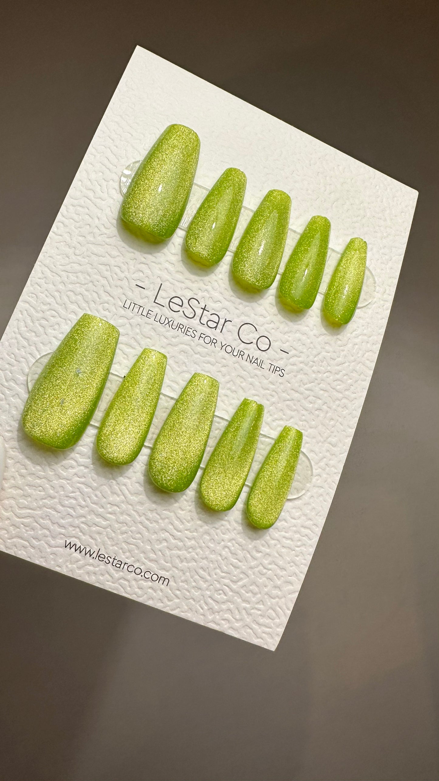 Reusable Sparkling Lime Cat eye | Nails Premium Press on Nails Gel Manicure | Fake Nails | Handmade | Lestarco faux nails TMR518