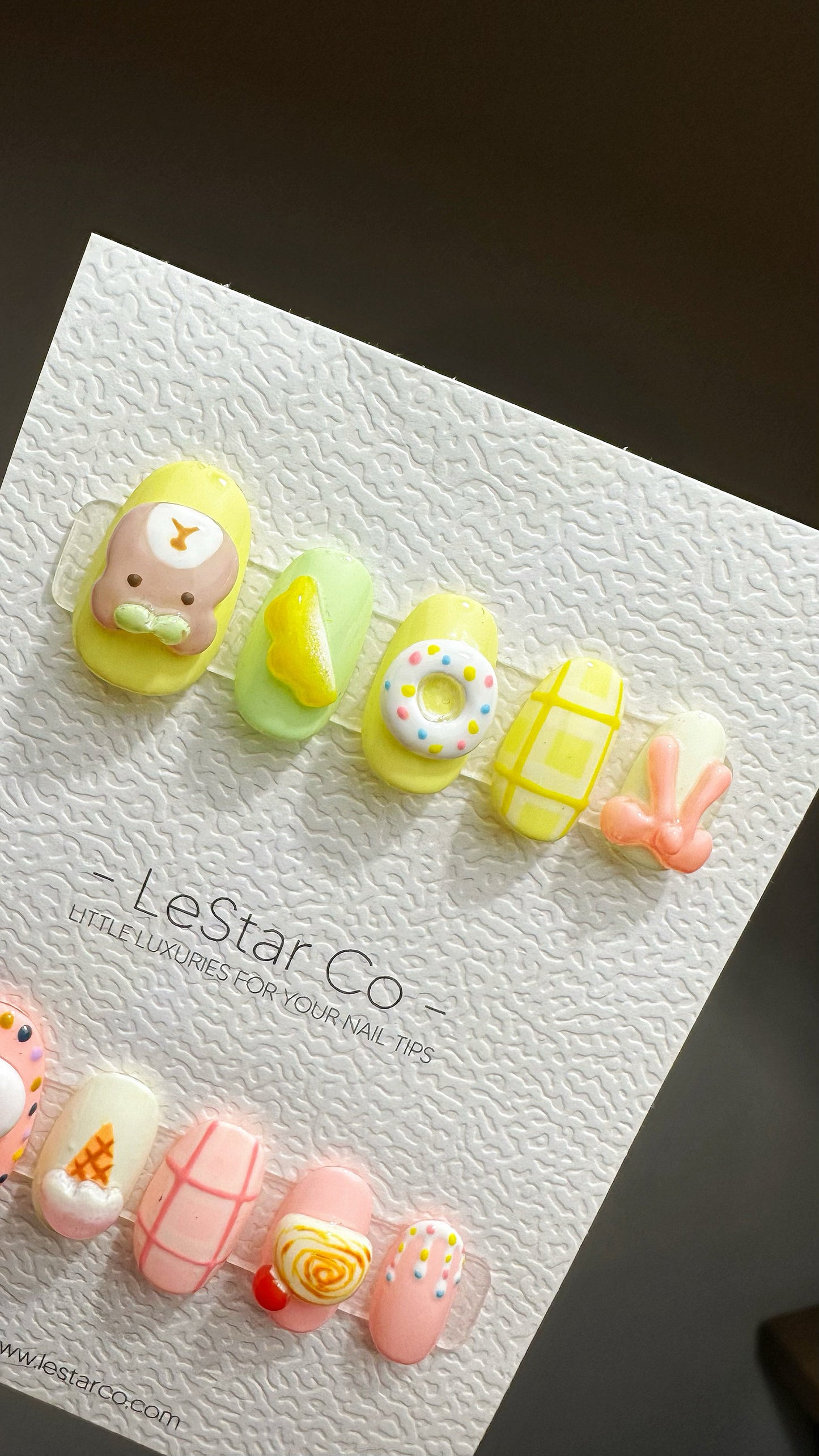 Reusable Bear and Bunny | Premium Press on Nails Gel Manicure | Fake Nails | Handpainted by Professional Nail Faux Nails YR579