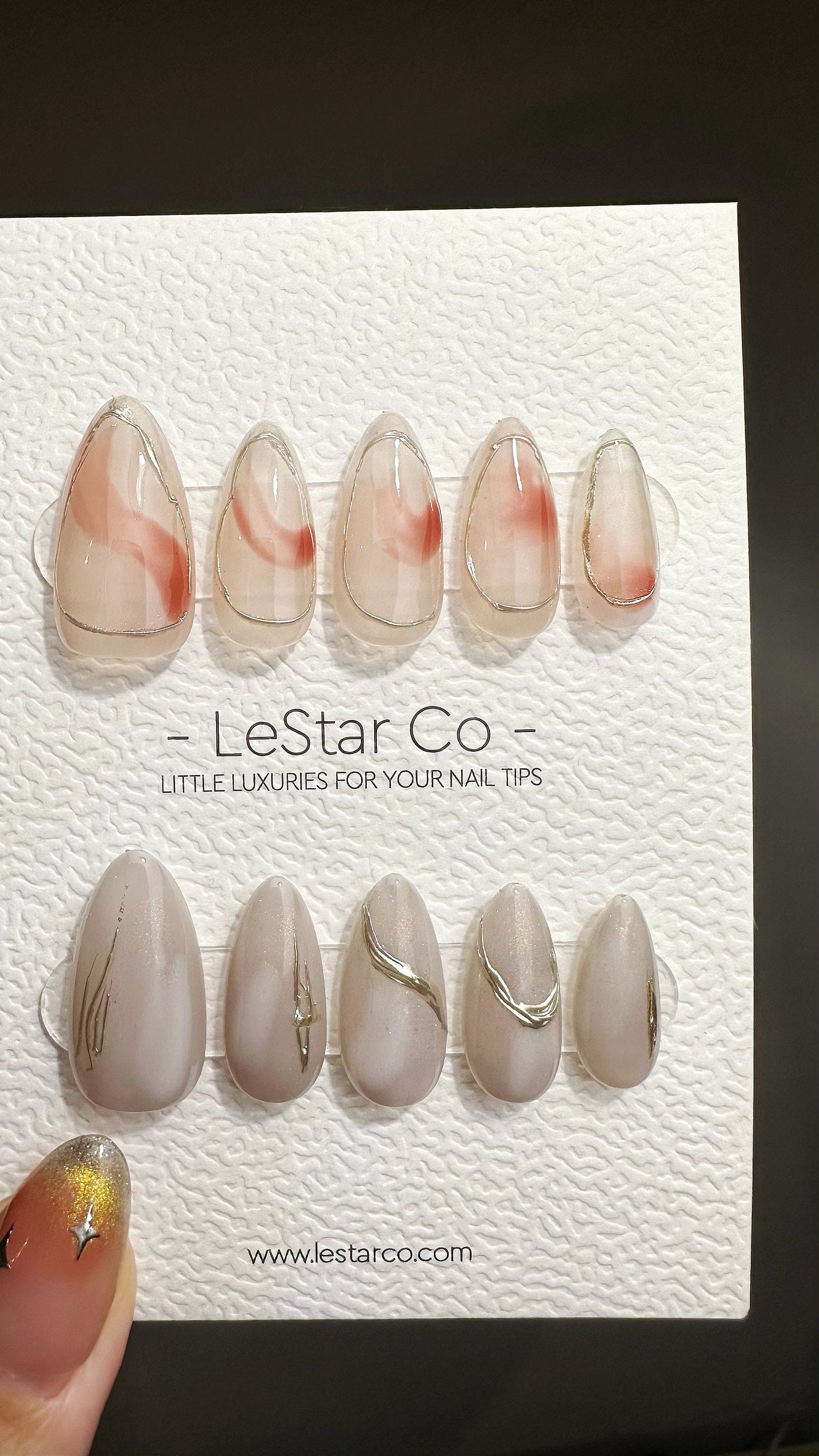 Reusable Fall Asleep | Premium Press on Nails Gel | Fake Nails | Cute Fun Colorful Gel Nail faux nails QN634