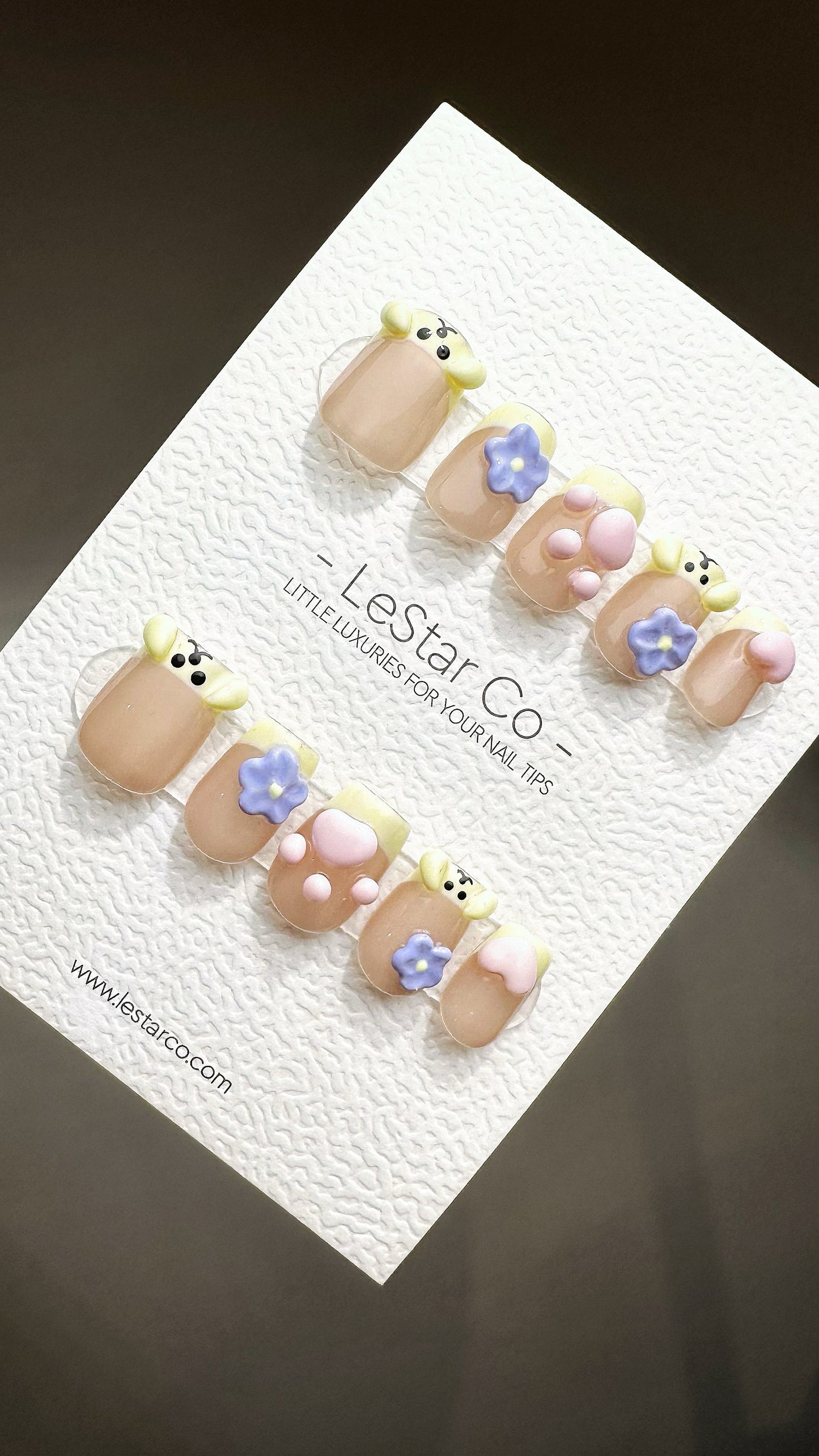 Reusable Puppy Paws Blooms | Premium Press on Nails Gel Manicure Handprint Pressons Handmade | Lestarco faux nails YR687