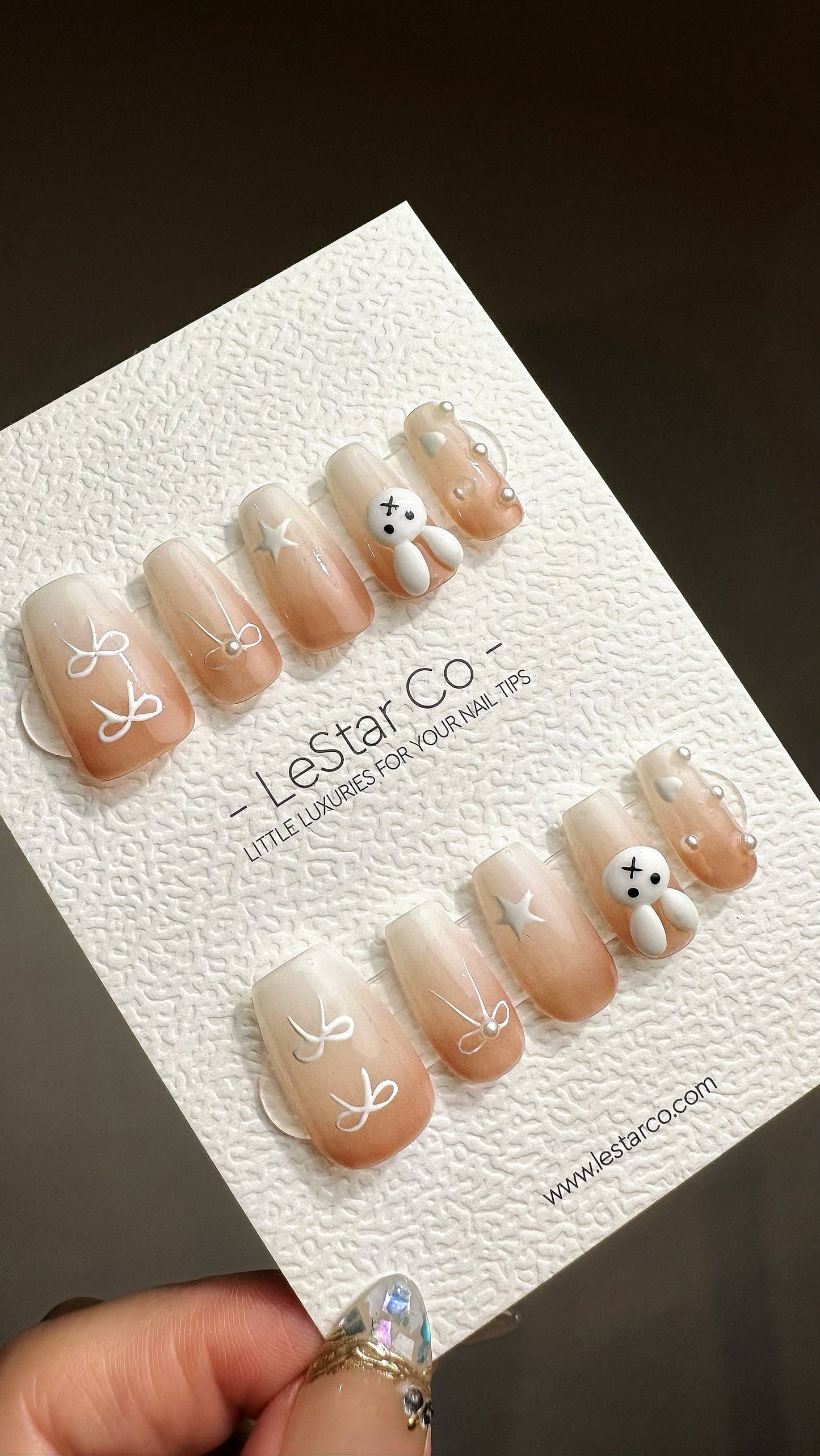 Reusable Bunny Playtime | Premium Press on Nails Gel Manicure Handprint Pressons Handmade | Lestarco faux nails YR694