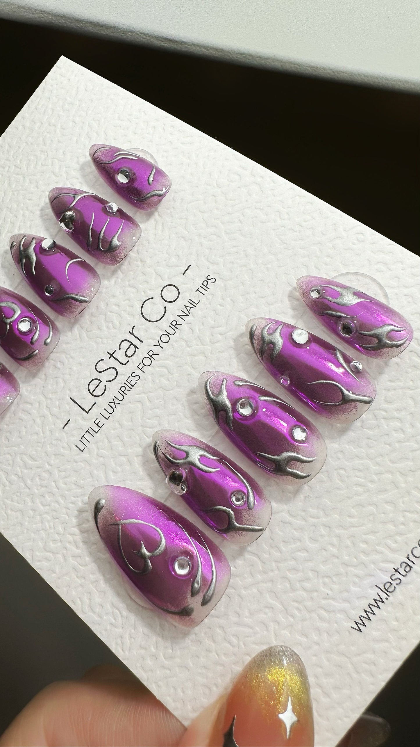 Reusable Long Trip | Premium Press on Nails Gel | Fake Nails | Cute Fun Colorful Gel Nail Artist faux nails ML608