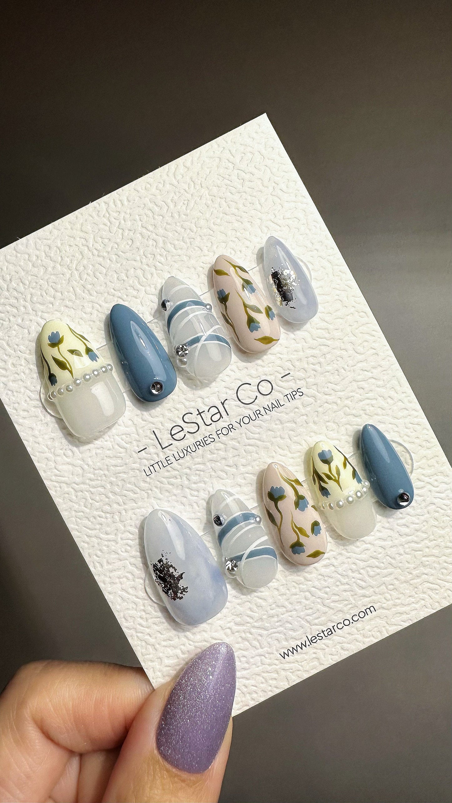 Reusable Bluebell Breeze | Premium Press on Nails Gel | Fake Nails | Cute Fun Colorful Gel Nail Artist faux nails ML718
