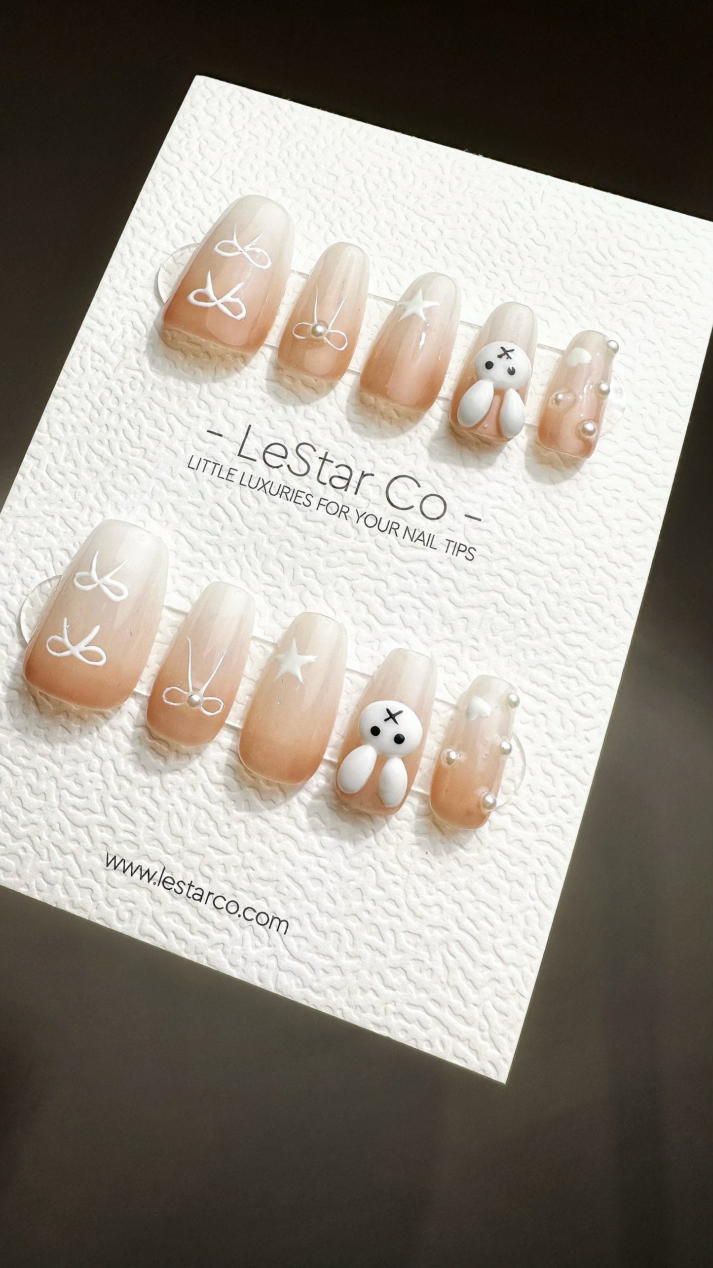 Reusable Bunny Playtime | Premium Press on Nails Gel Manicure Handprint Pressons Handmade | Lestarco faux nails YR694
