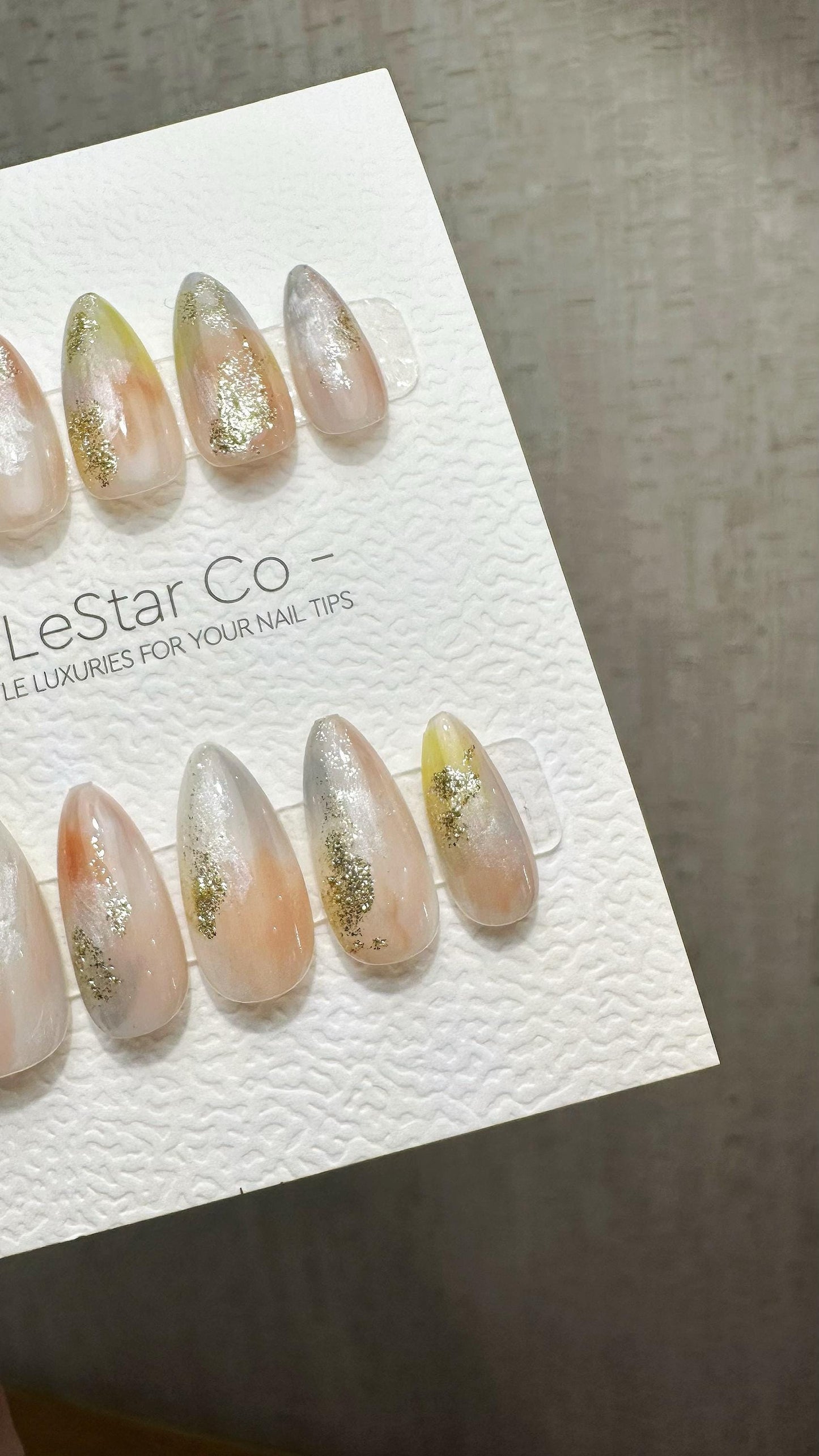 Reusable Gilded Blush | Premium Handmade Press on Nails Gel | Fake Nails | Cute Fun Colorful Gel Nail Artist faux nails BB890