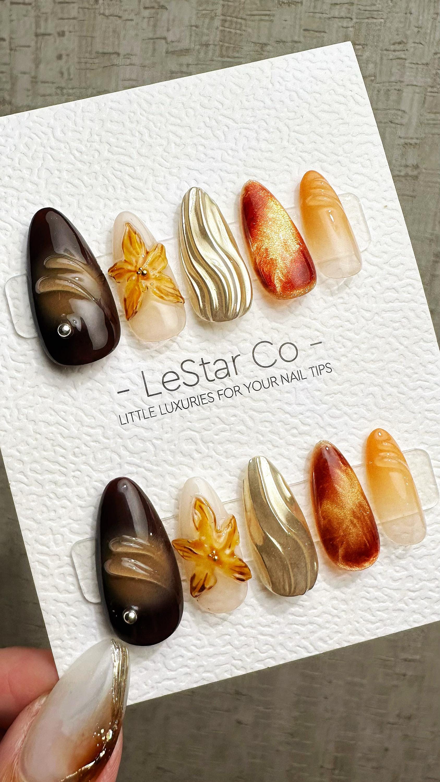 Reusable Ethereal Twilight Cat Eye Effect| Premium Press on Nails Gel Hand Painted Pressons Customizable Gel Nail Artist faux nails ML901