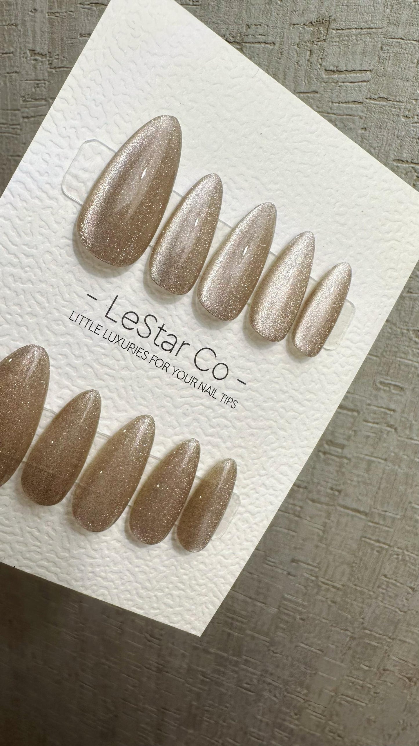 Reusable Road Trip Beige Cat Eye Effect | Nails Premium Press on Nails Gel Manicure Handprint Pressons Handmade | Lestarco nails WM882