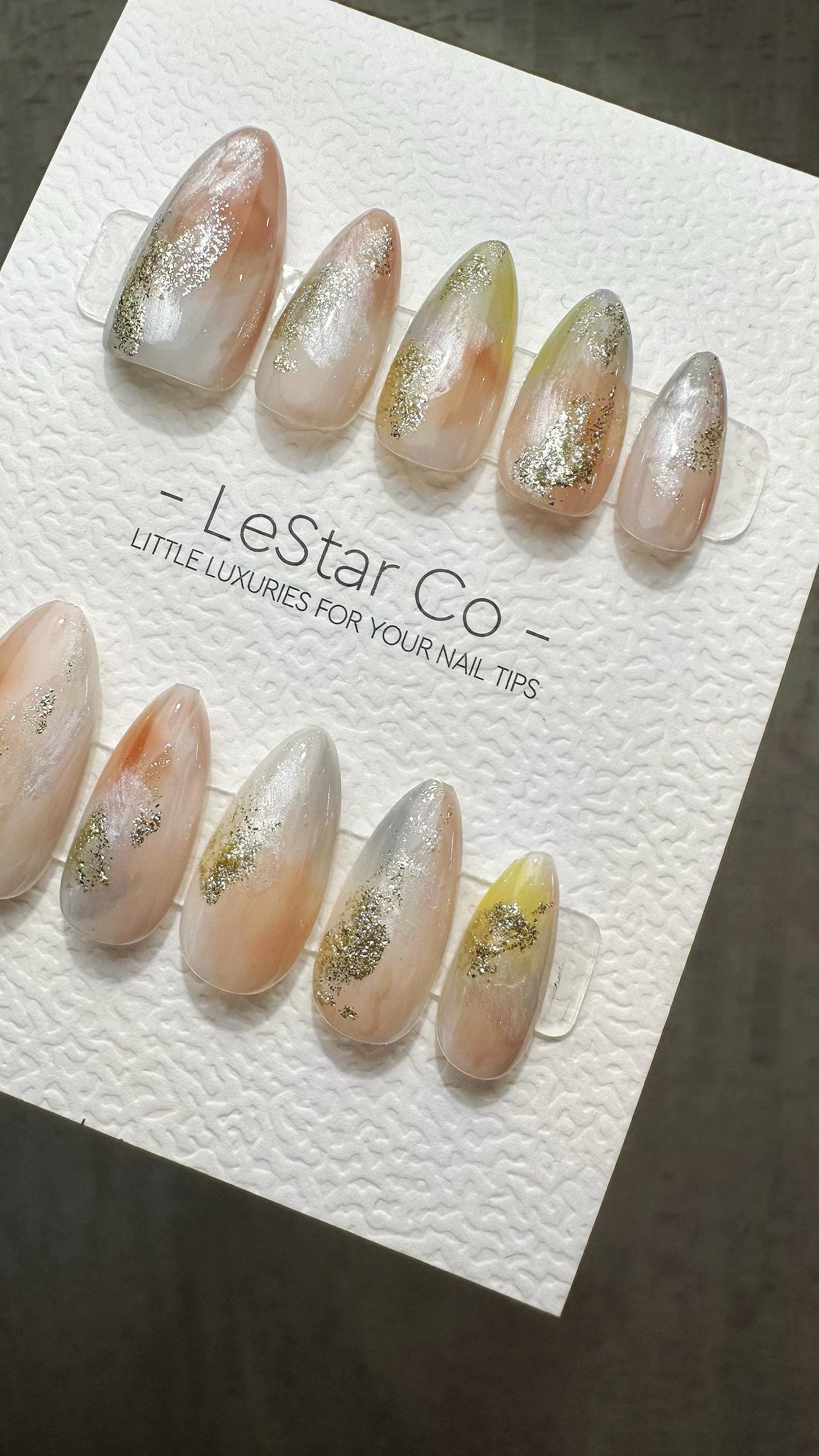 Reusable Gilded Blush | Premium Handmade Press on Nails Gel | Fake Nails | Cute Fun Colorful Gel Nail Artist faux nails BB890
