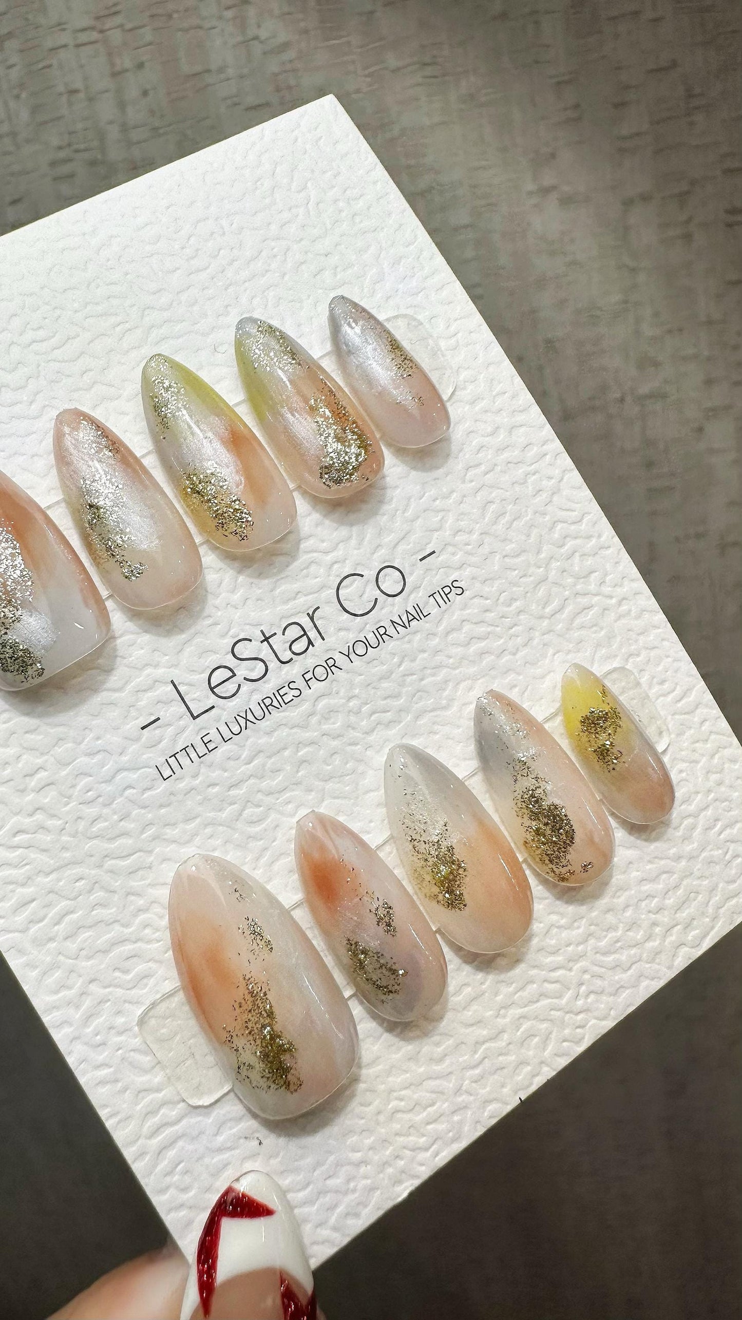 Reusable Gilded Blush | Premium Handmade Press on Nails Gel | Fake Nails | Cute Fun Colorful Gel Nail Artist faux nails BB890