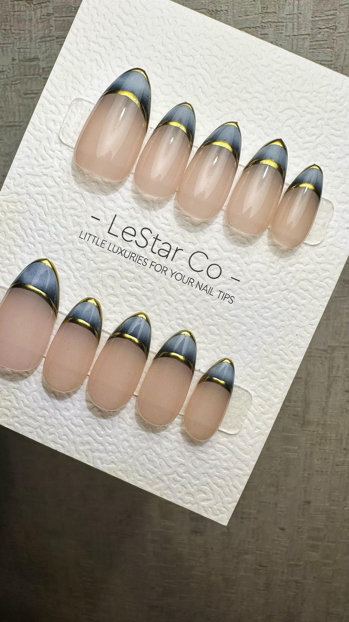 Reusable Eclipse French Tip | Premium Handmade Press on Nails Gel | Fake Nails | Cute Fun Colorful Gel Nail Artist faux nails ML916