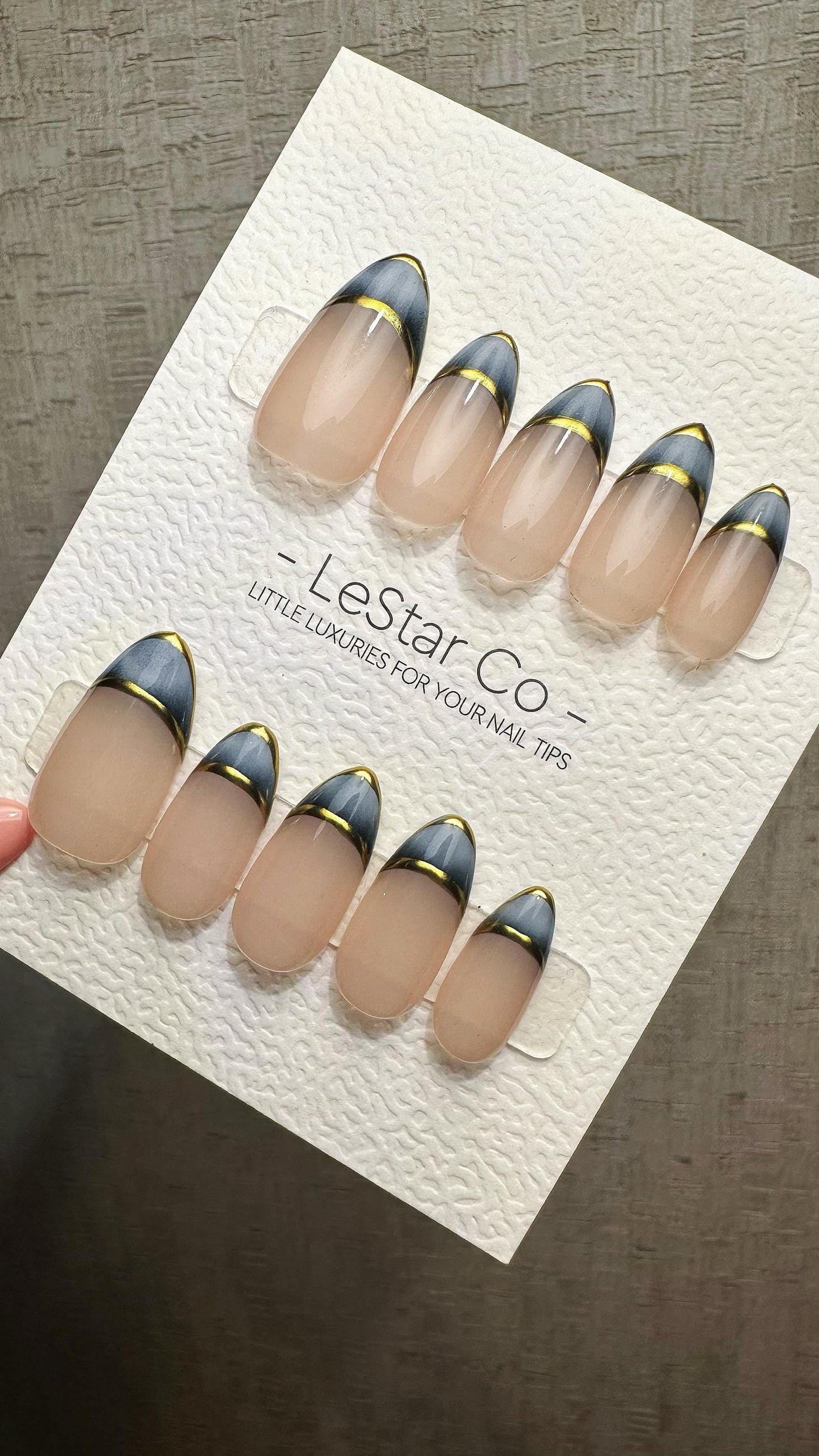 Reusable Eclipse French Tip | Premium Handmade Press on Nails Gel | Fake Nails | Cute Fun Colorful Gel Nail Artist faux nails ML916