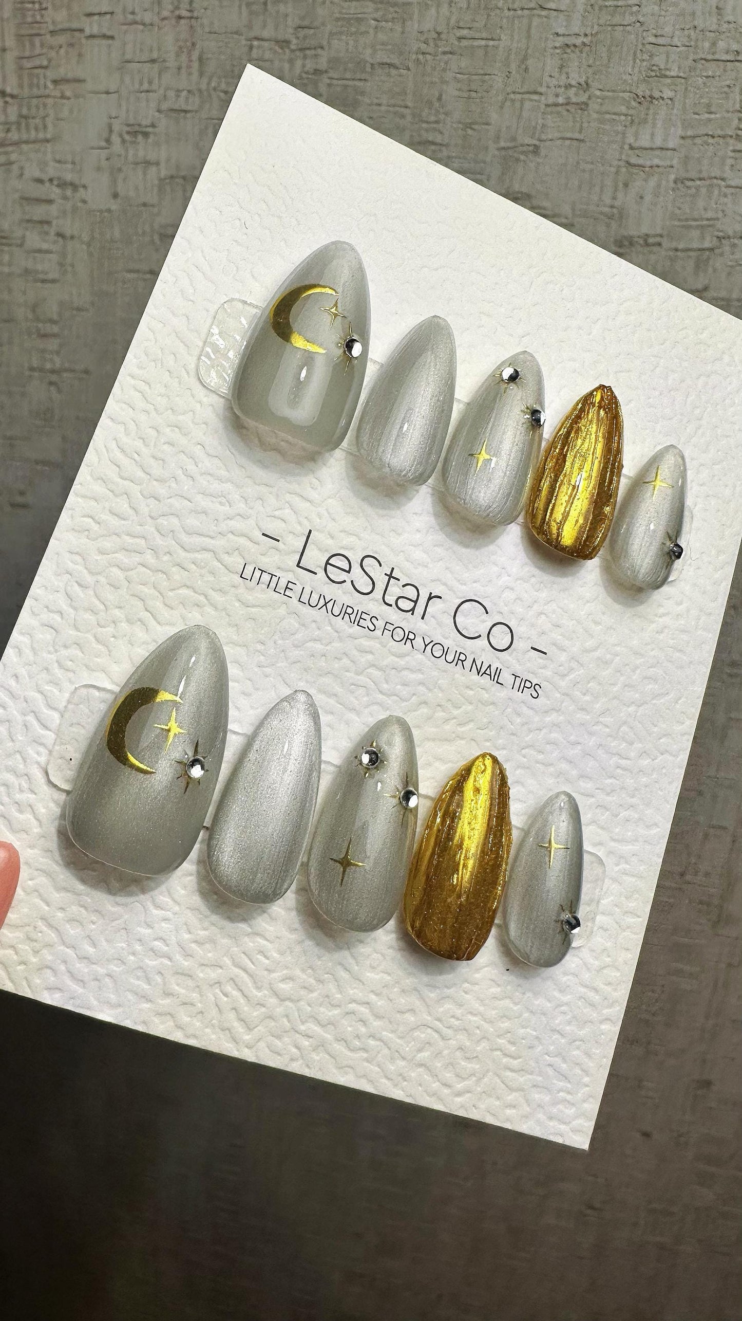 Reusable Golden Eclipse| Nails Premium Press on Nails Gel Manicure | Fake Nails | Handmade | faux nails ML925