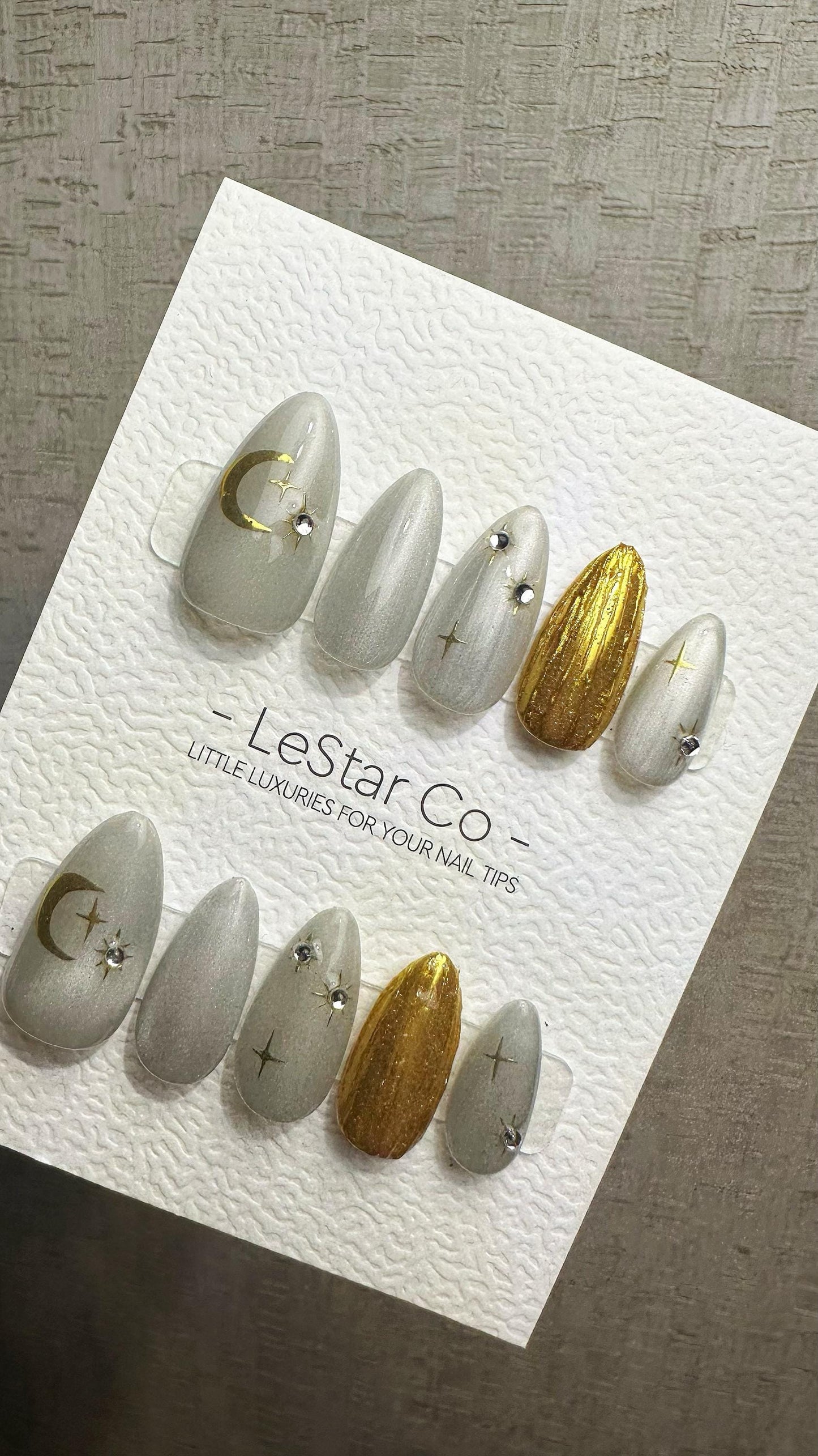 Reusable Golden Eclipse| Nails Premium Press on Nails Gel Manicure | Fake Nails | Handmade | faux nails ML925