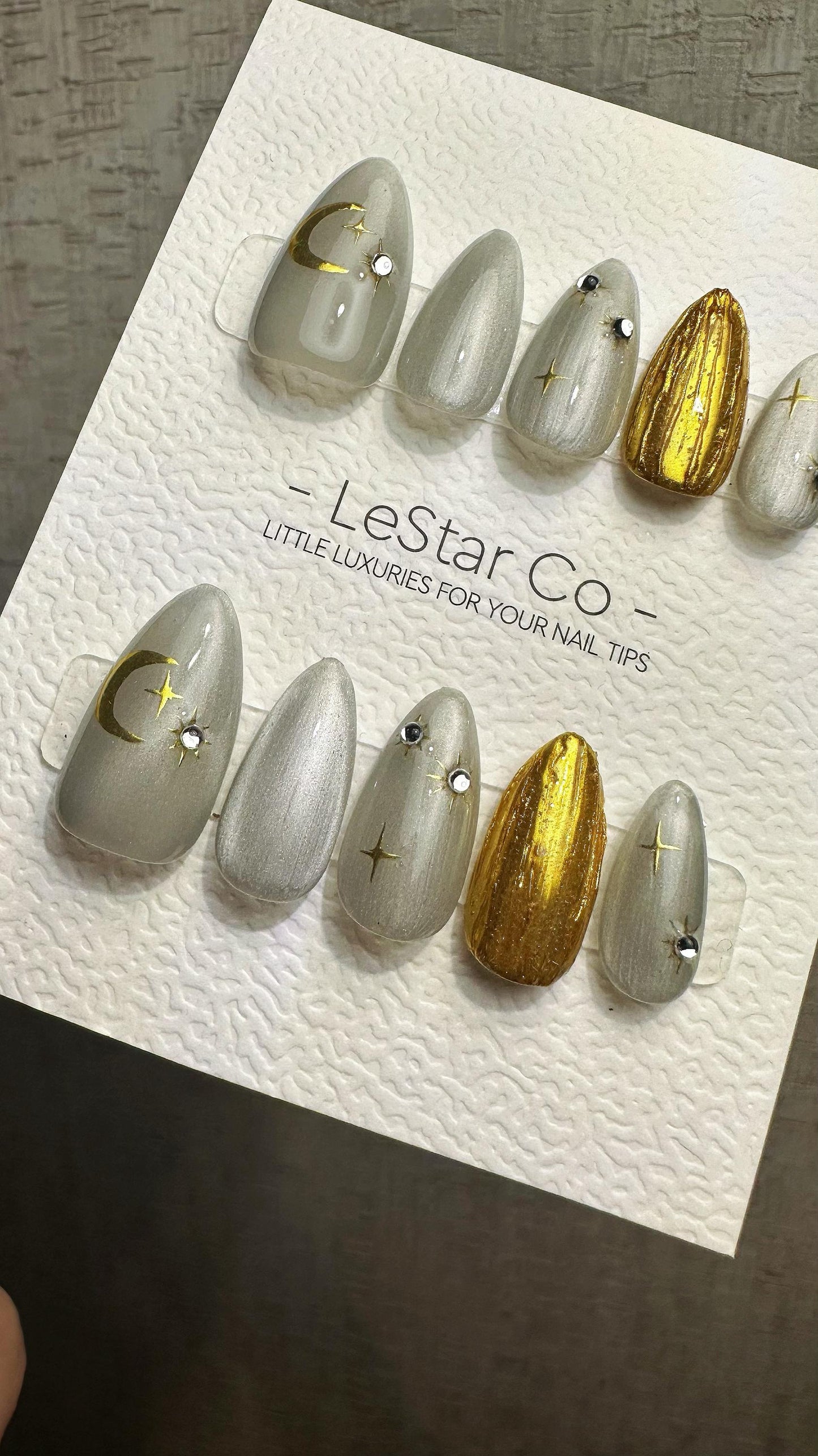 Reusable Golden Eclipse| Nails Premium Press on Nails Gel Manicure | Fake Nails | Handmade | faux nails ML925
