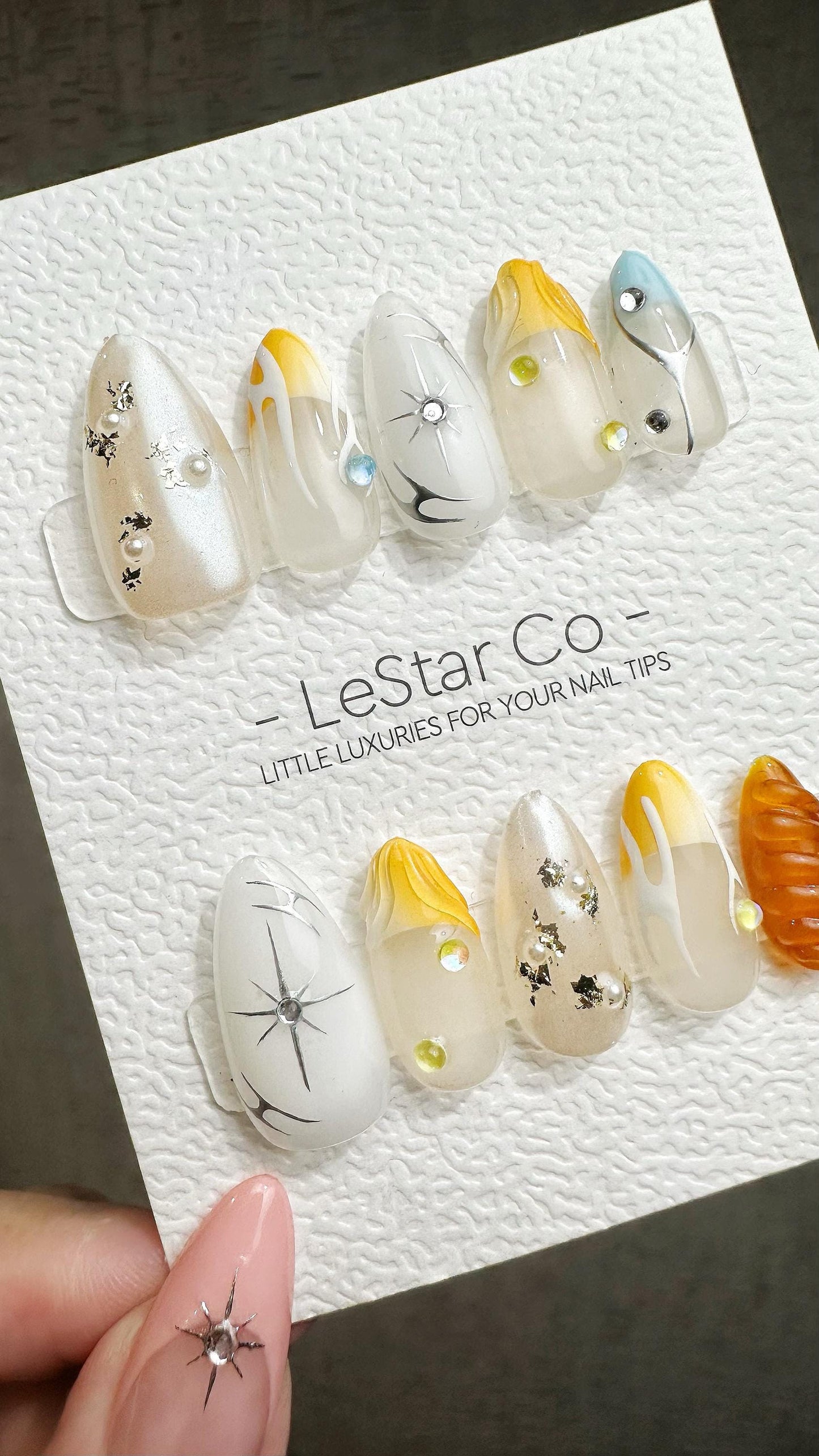 Reusable Nebula Glow| Premium Press on Nails Gel | Fake Nails | Cute Fun Colorful Gel Nail Artist faux nails ML929