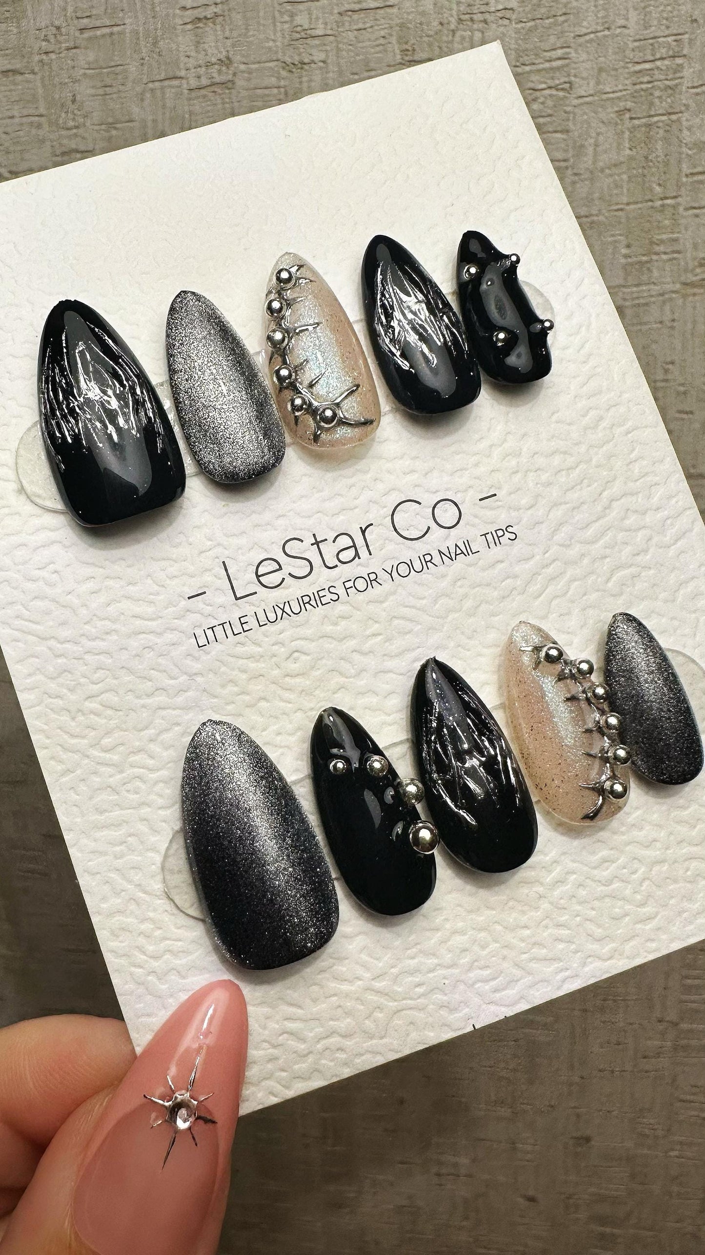 Reusable Midnight Meteor| Premium Press on Nails Gel | Fake Nails | Cute Fun Colorful Gel Nail faux nails ML920