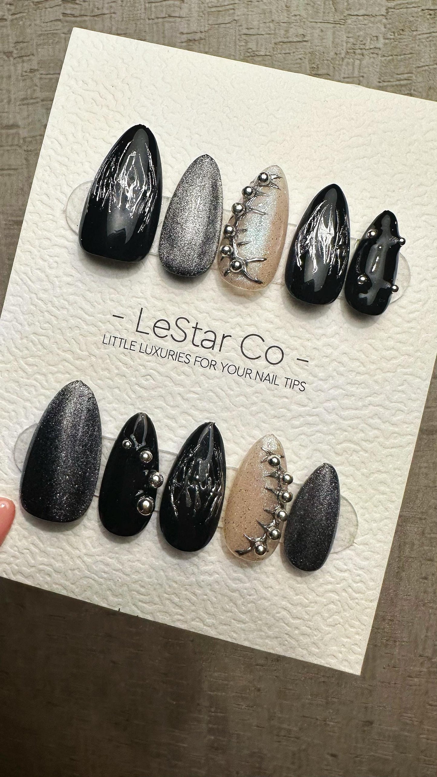 Reusable Midnight Meteor| Premium Press on Nails Gel | Fake Nails | Cute Fun Colorful Gel Nail faux nails ML920