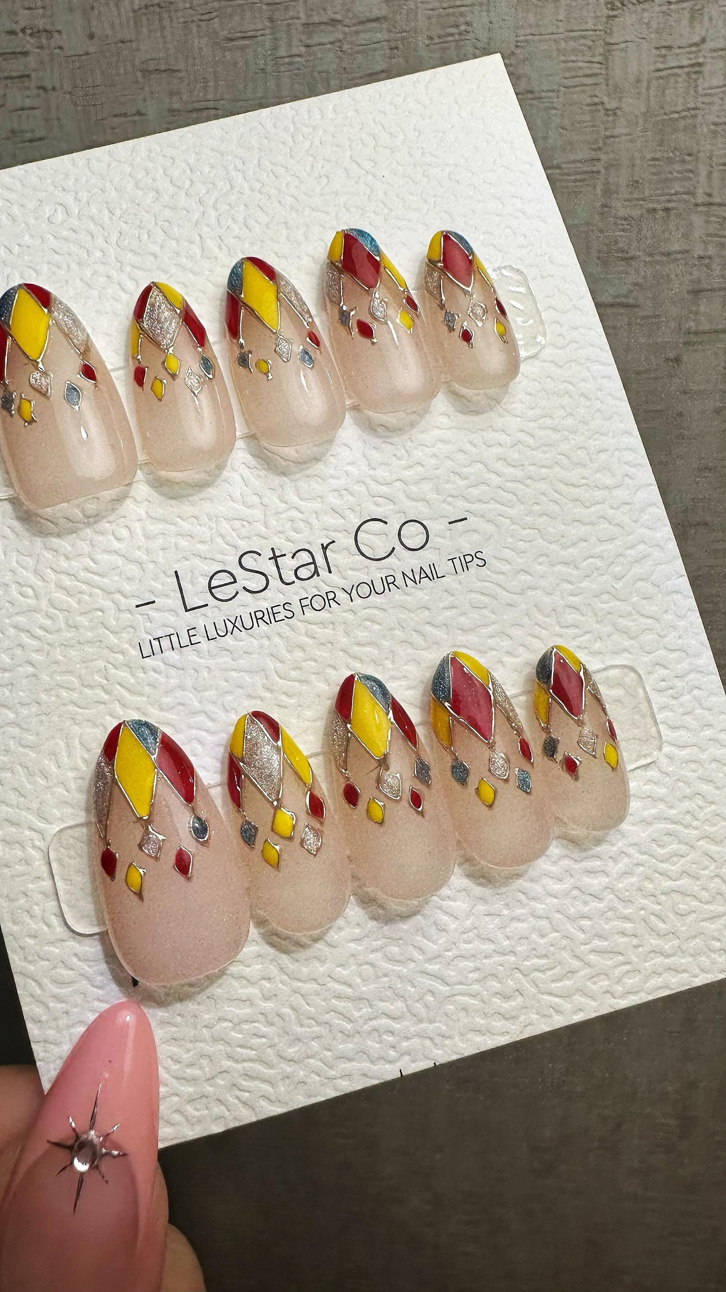 Reusable Diamond Jubilee Cat Eye | Premium Handmade Press on Nails Gel Hand Painted Pressons Customizable Gel Nail Artist faux nails ML922