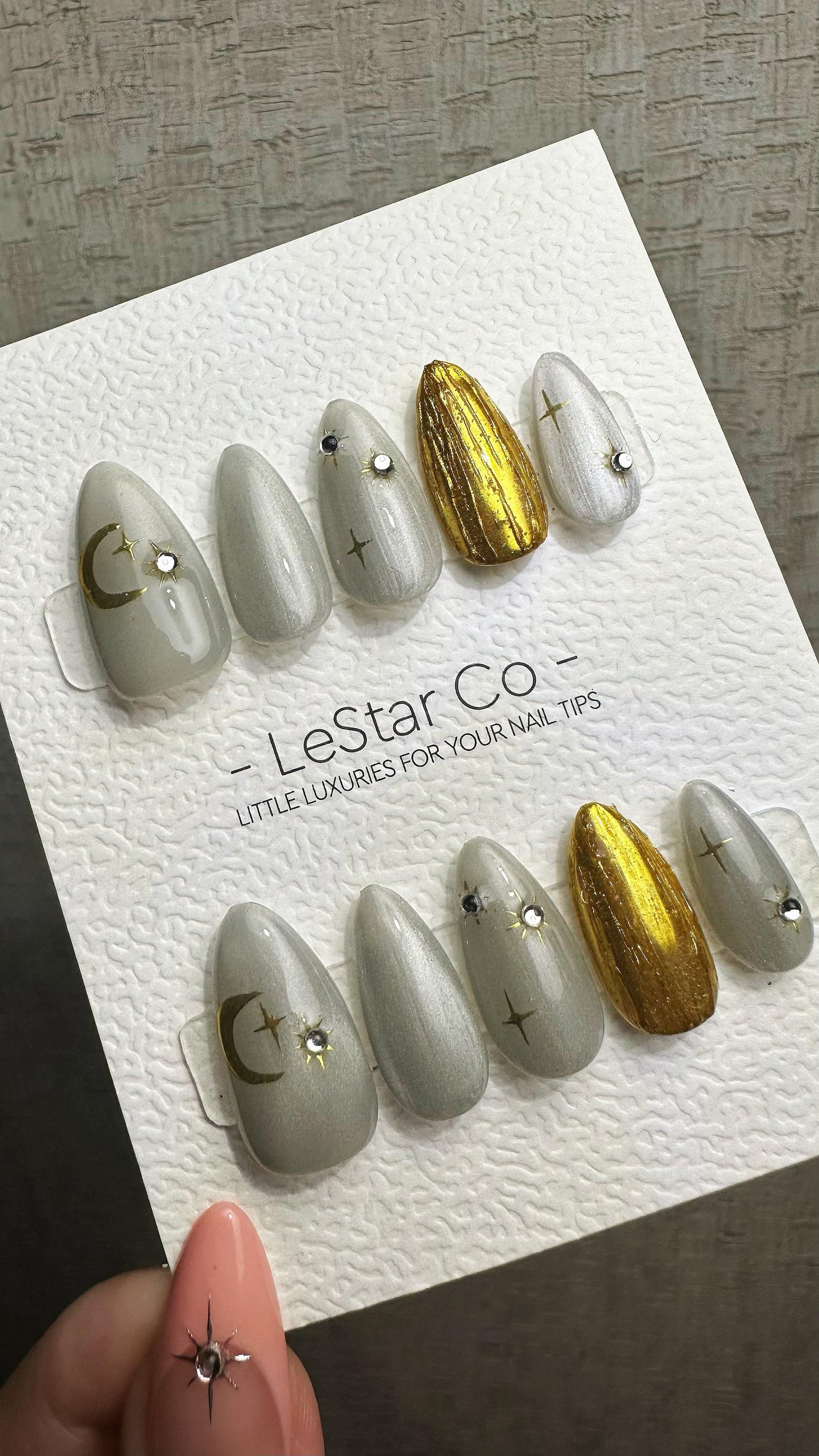 Reusable Golden Eclipse| Nails Premium Press on Nails Gel Manicure | Fake Nails | Handmade | faux nails ML925