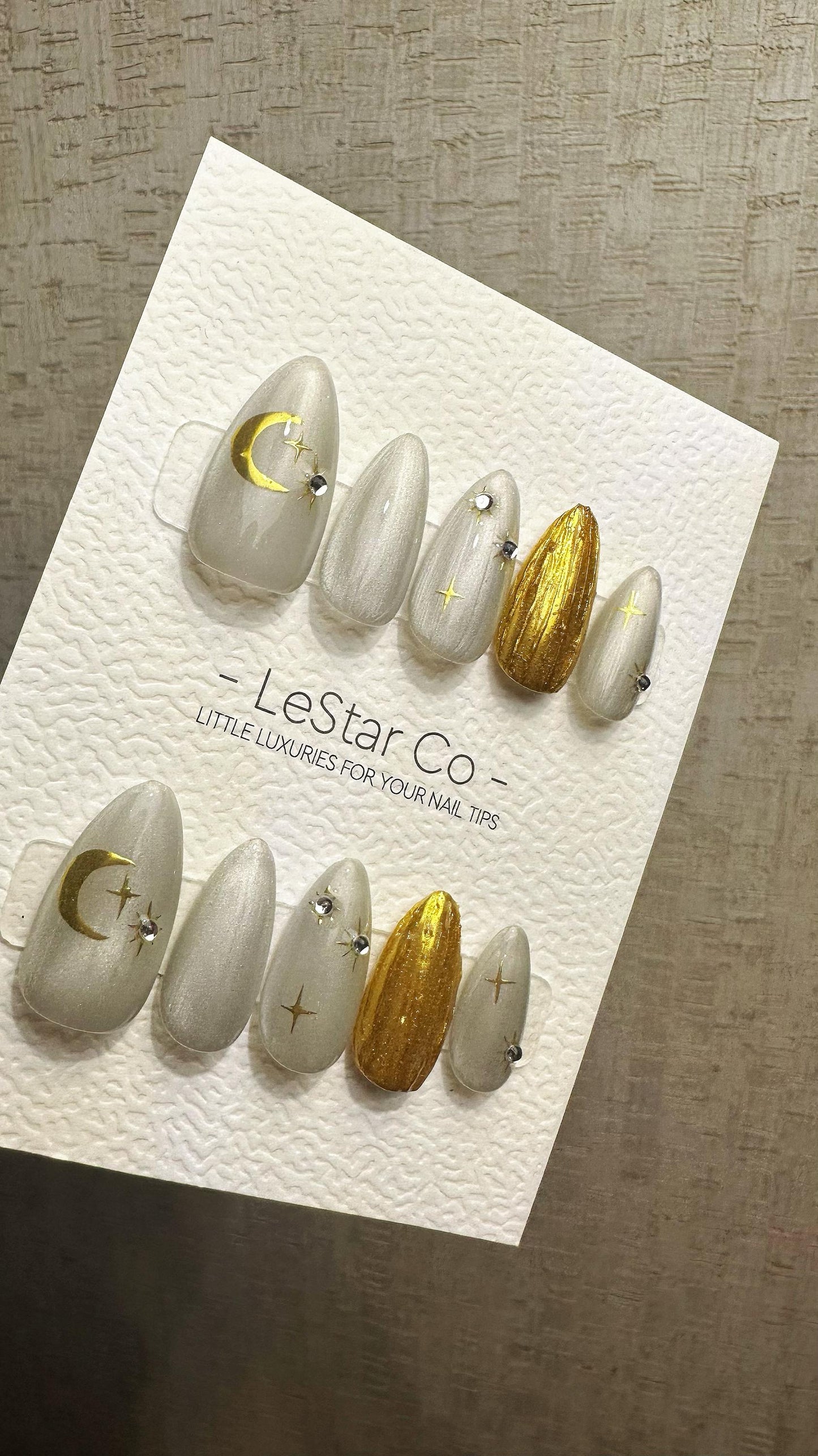 Reusable Golden Eclipse| Nails Premium Press on Nails Gel Manicure | Fake Nails | Handmade | faux nails ML925
