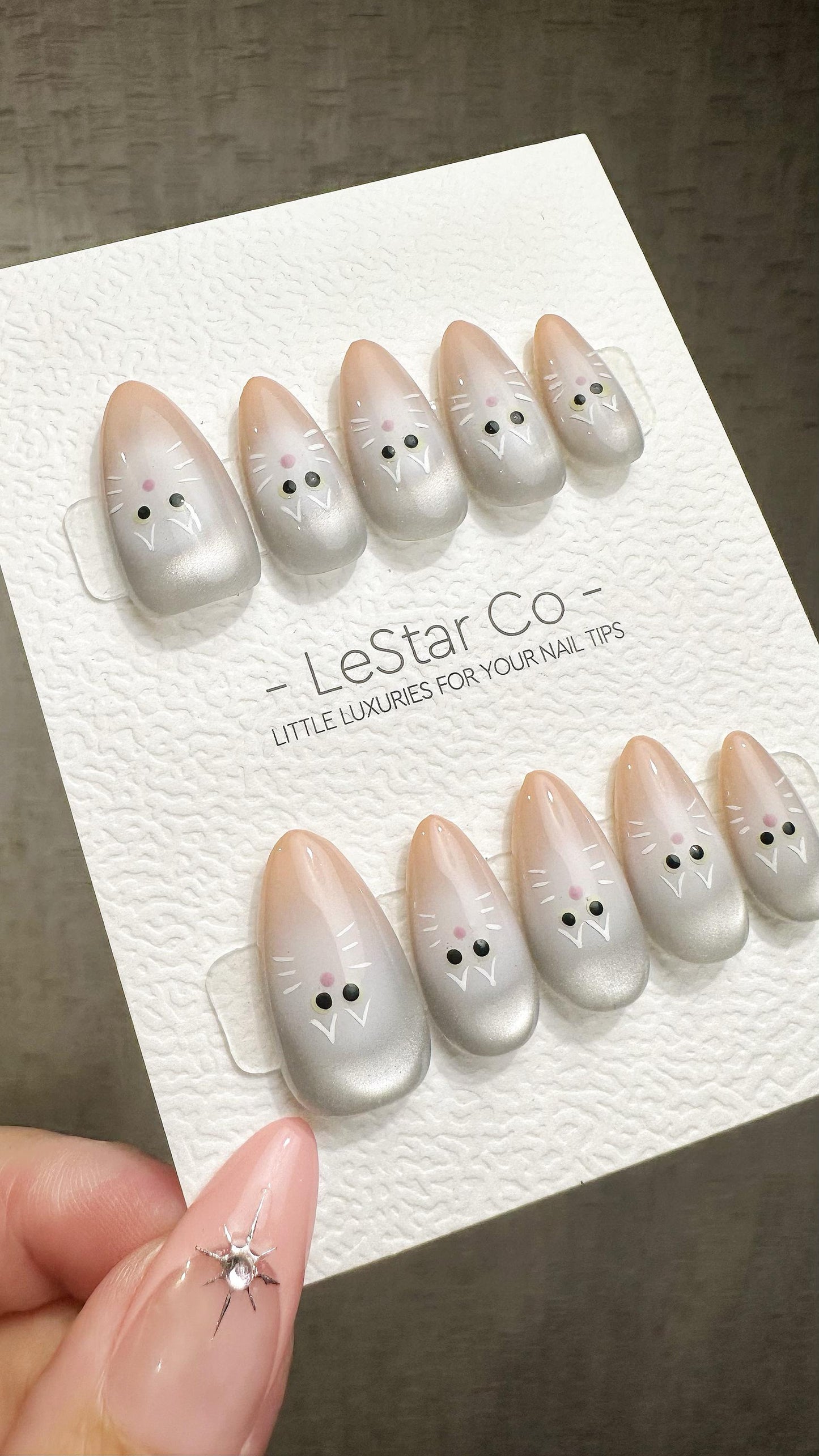 Reusable Blush Paws | Premium Press on Nails Gel Hand Painted Pressons Customizable Gel Nail Artist faux nails ML926