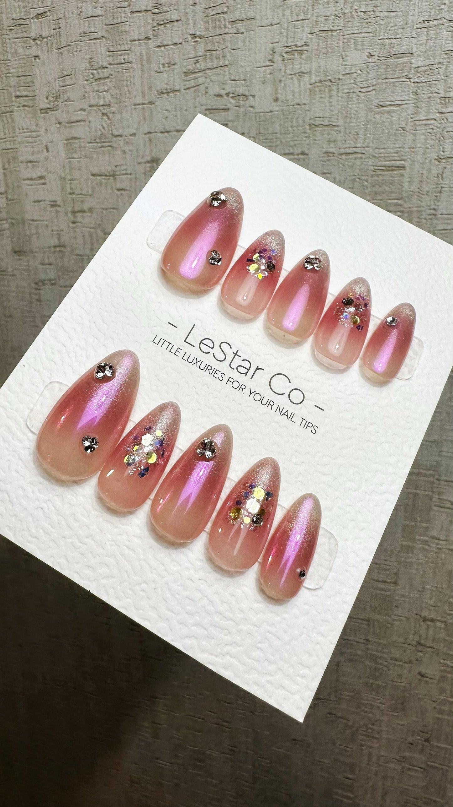 Reusable Aurora Kiss | Premium Handmade Press on Nails Gel | Fake Nails | Cute Fun Colorful Gel Nail Artist faux nails QN957