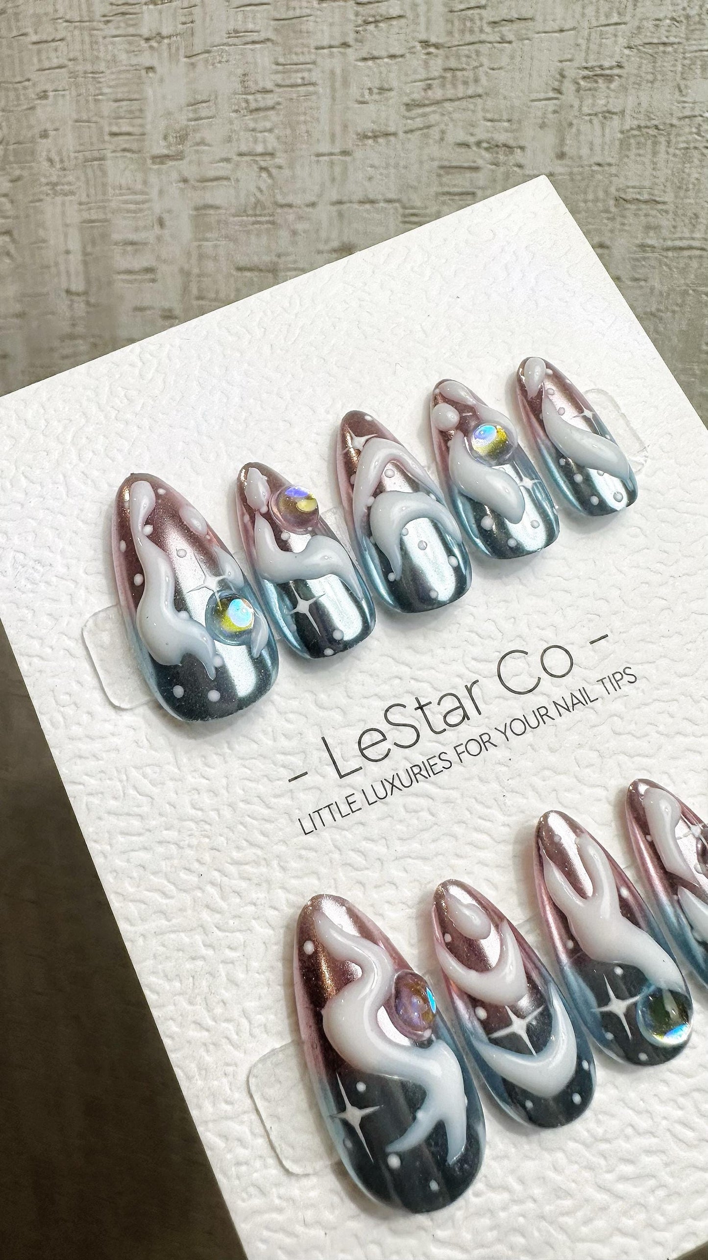 Reusable Cosmic Drip| Premium Press on Nails Gel | Fake Nails | Cute Fun Colorful Gel Nail Artist faux nails QN958