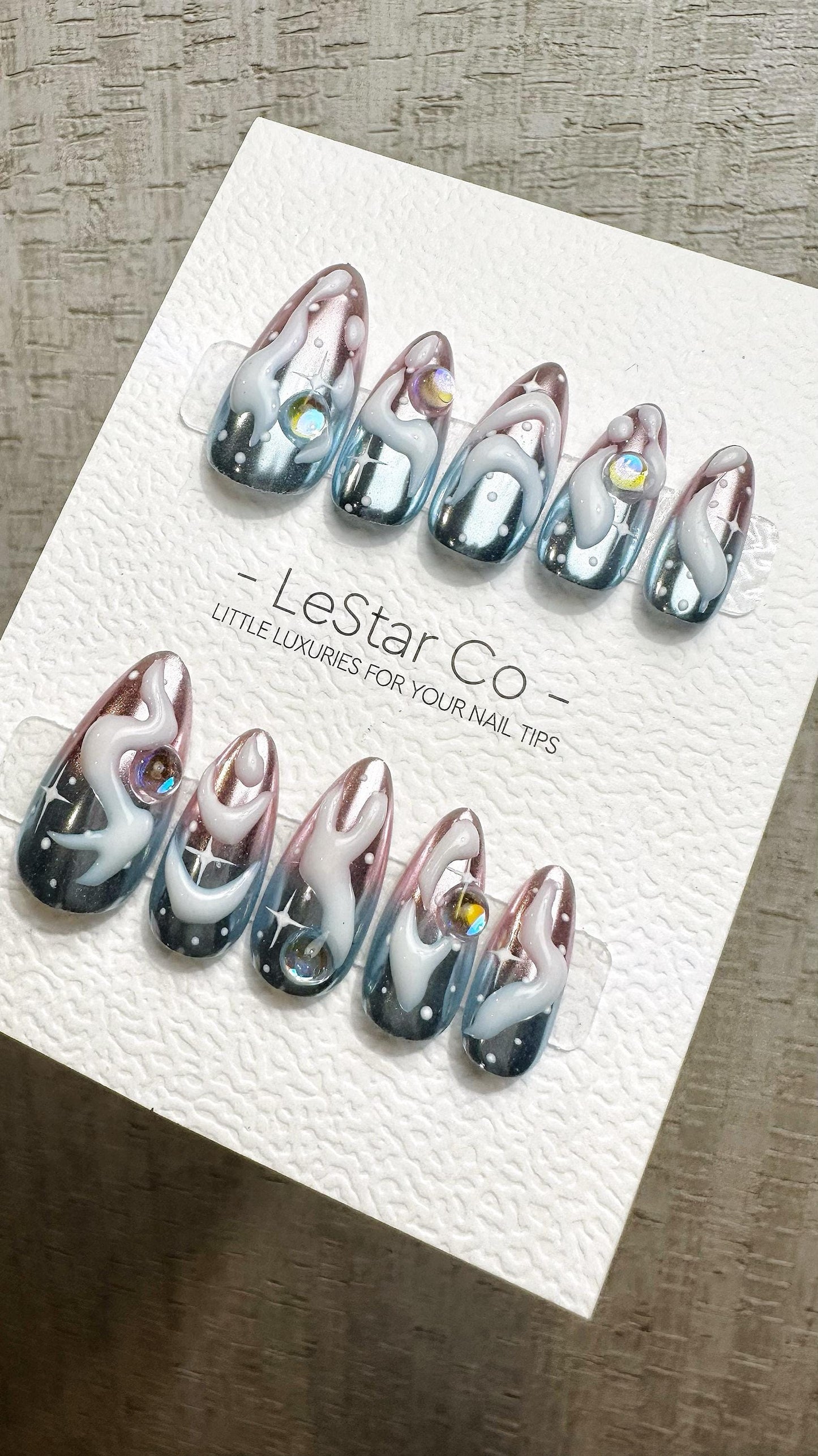 Reusable Cosmic Drip| Premium Press on Nails Gel | Fake Nails | Cute Fun Colorful Gel Nail Artist faux nails QN958