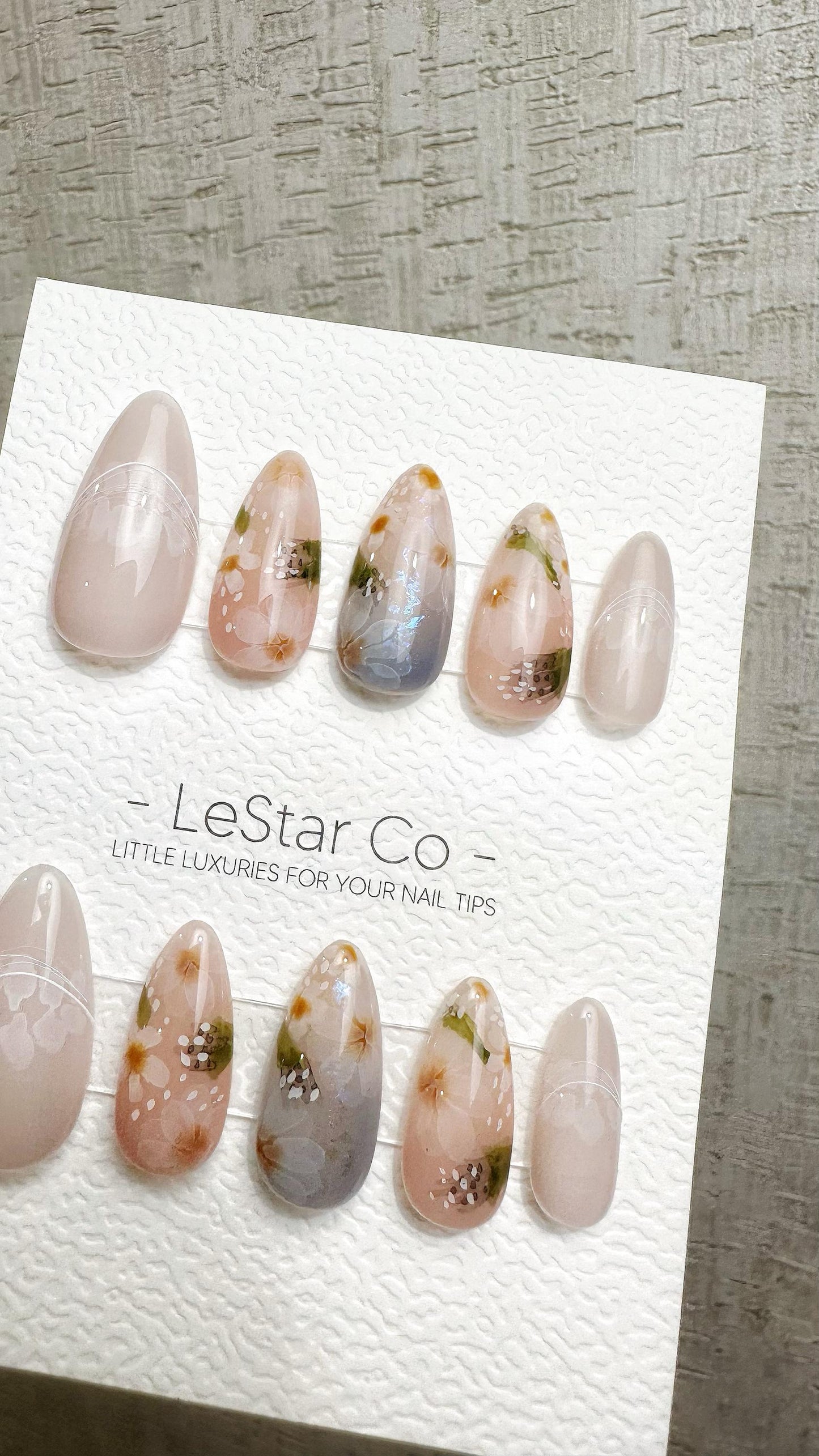 Reusable Blossom Mist | Premium Handmade Press on Nails Gel Hand Painted Pressons Customizable Gel Nail Artist faux nails QN973