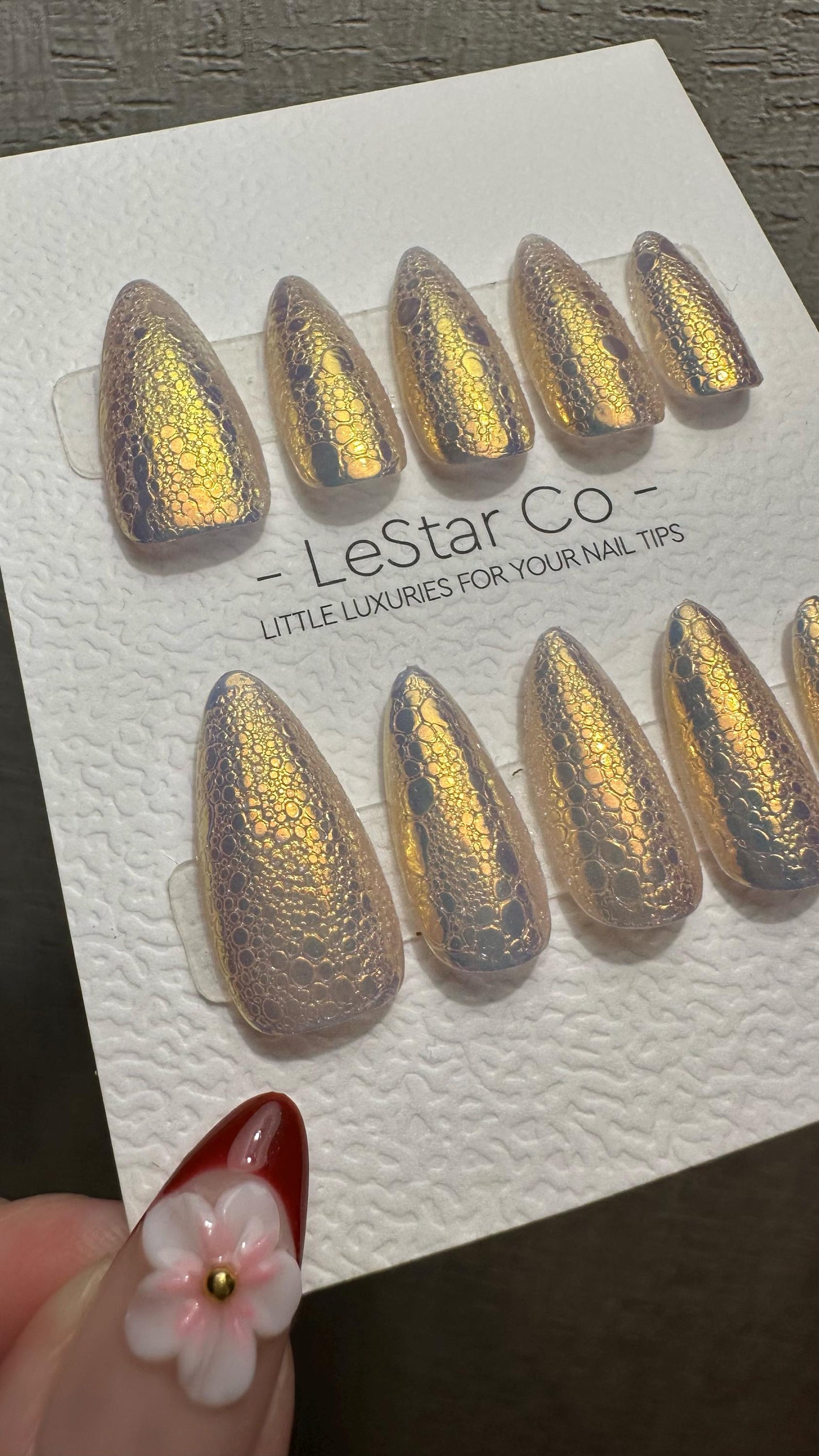 Reusable Sunset Mirage Bubble Effect | Premium Press on Nails Gel Hand Painted Pressons Customizable Gel Nail fake nails WM978