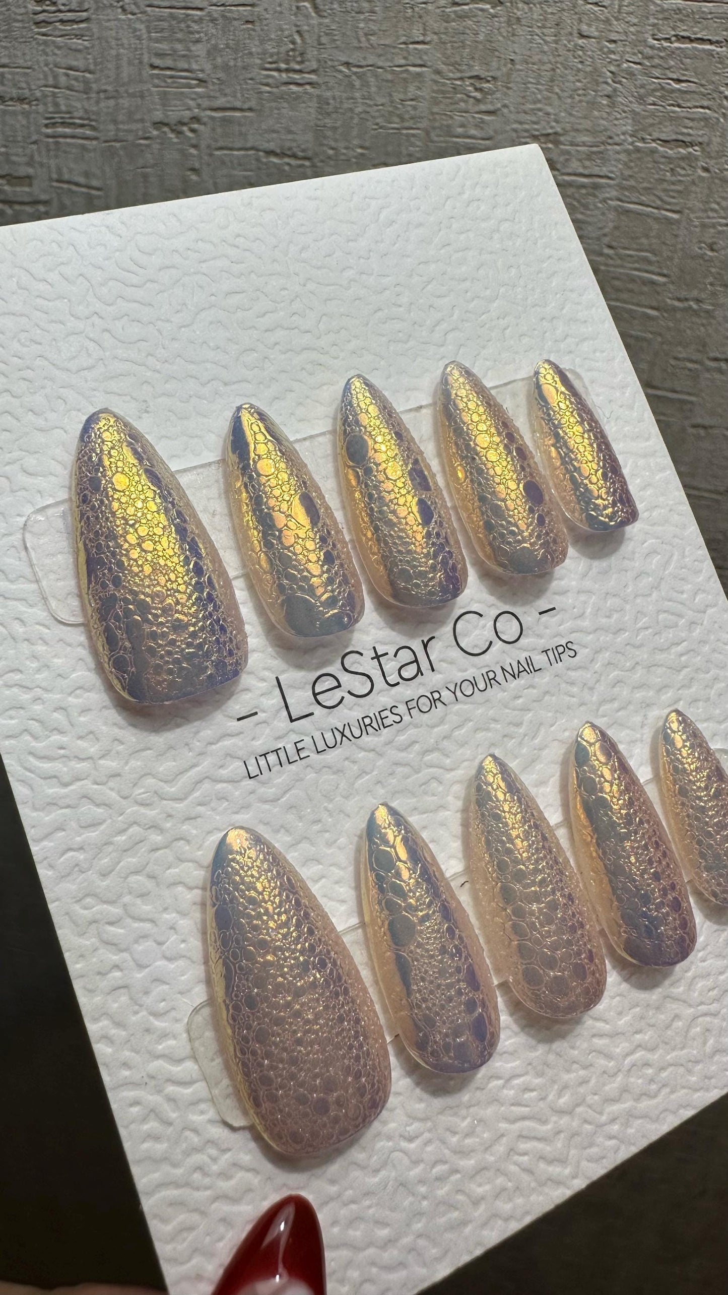 Reusable Sunset Mirage Bubble Effect | Premium Press on Nails Gel Hand Painted Pressons Customizable Gel Nail fake nails WM978