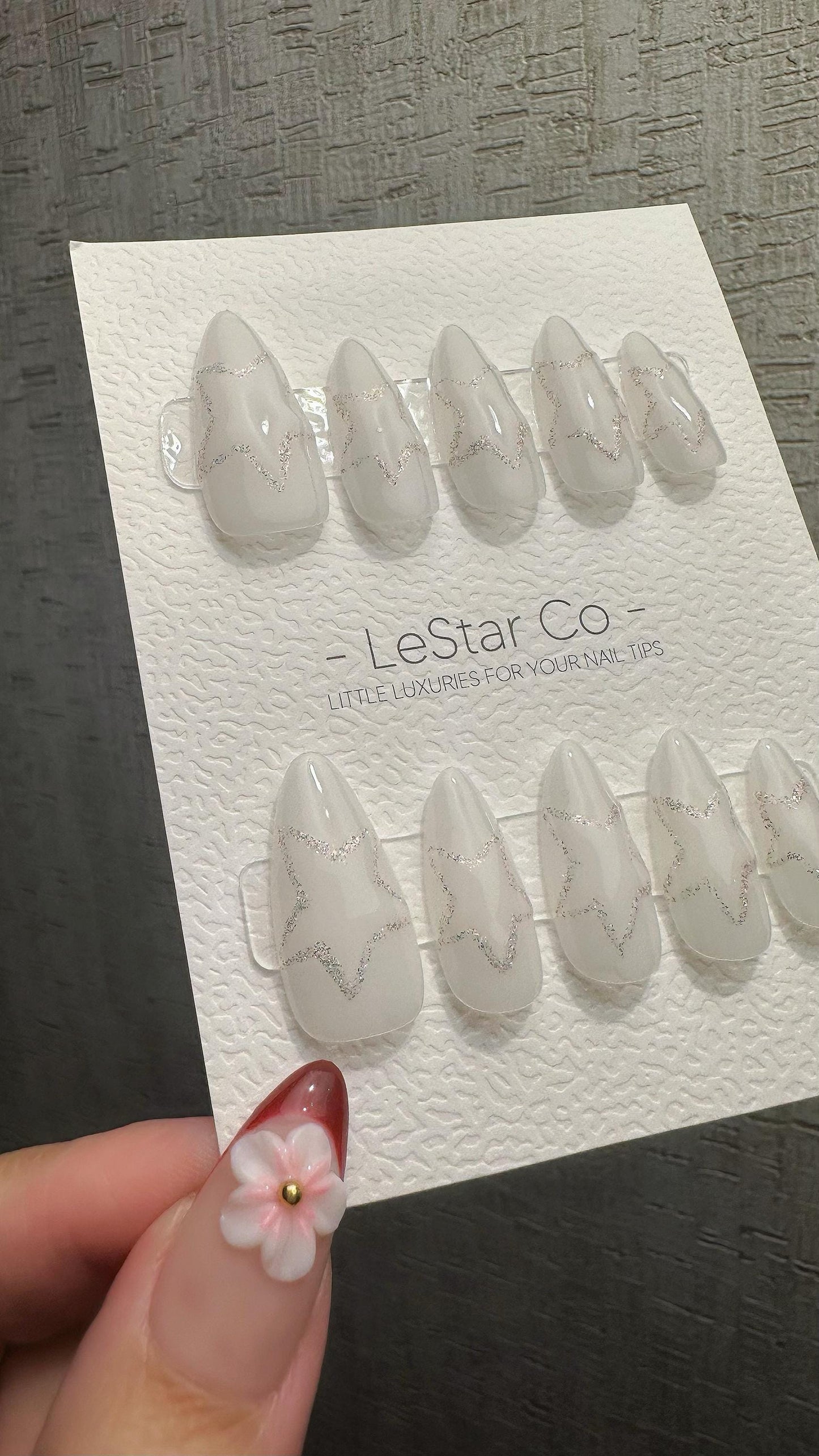 Reusable Crystal Star Sparkle | Premium Press on Nails Gel | Fake Nails | Cute Fun Colorful Gel Nail faux nails WM983