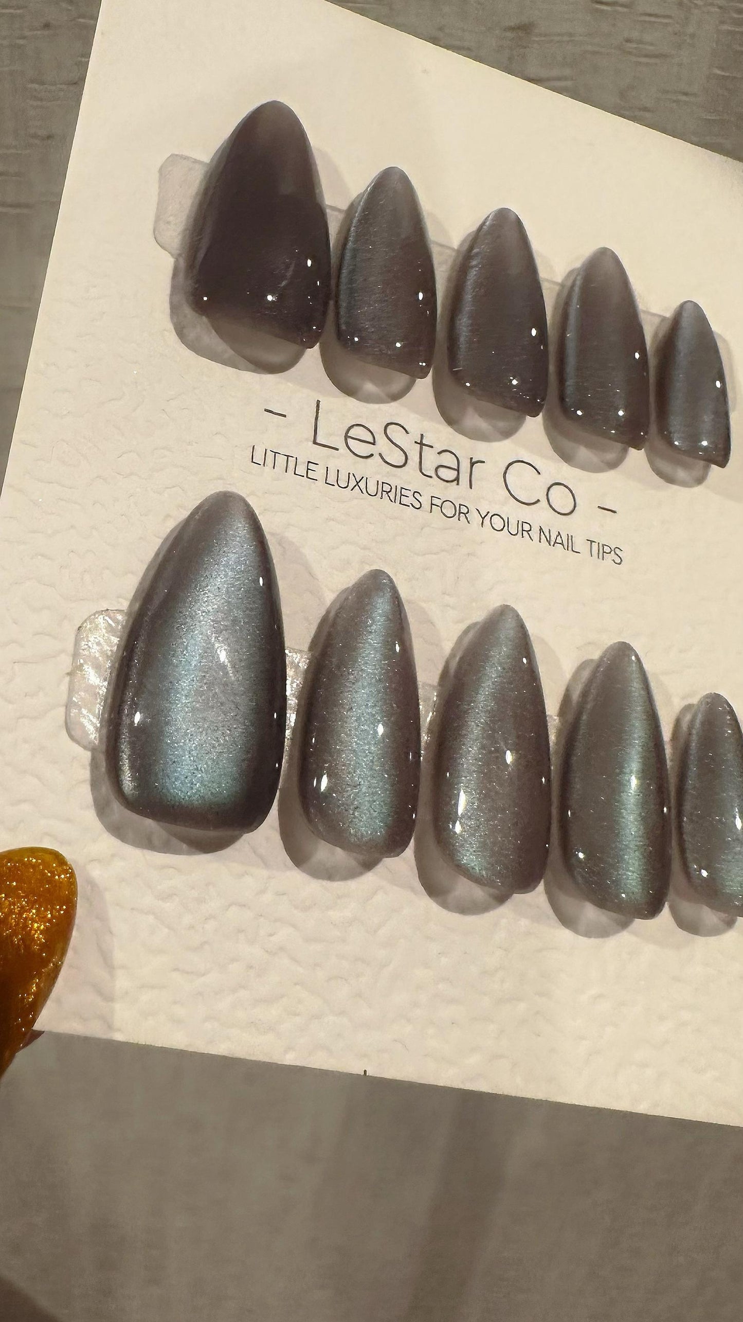 Reusable Frosted Azure Purple Cat Eye Effect | Nails Premium Press on Nails Gel Manicure Handprint Pressons Handmade | Lestarco nails WM992