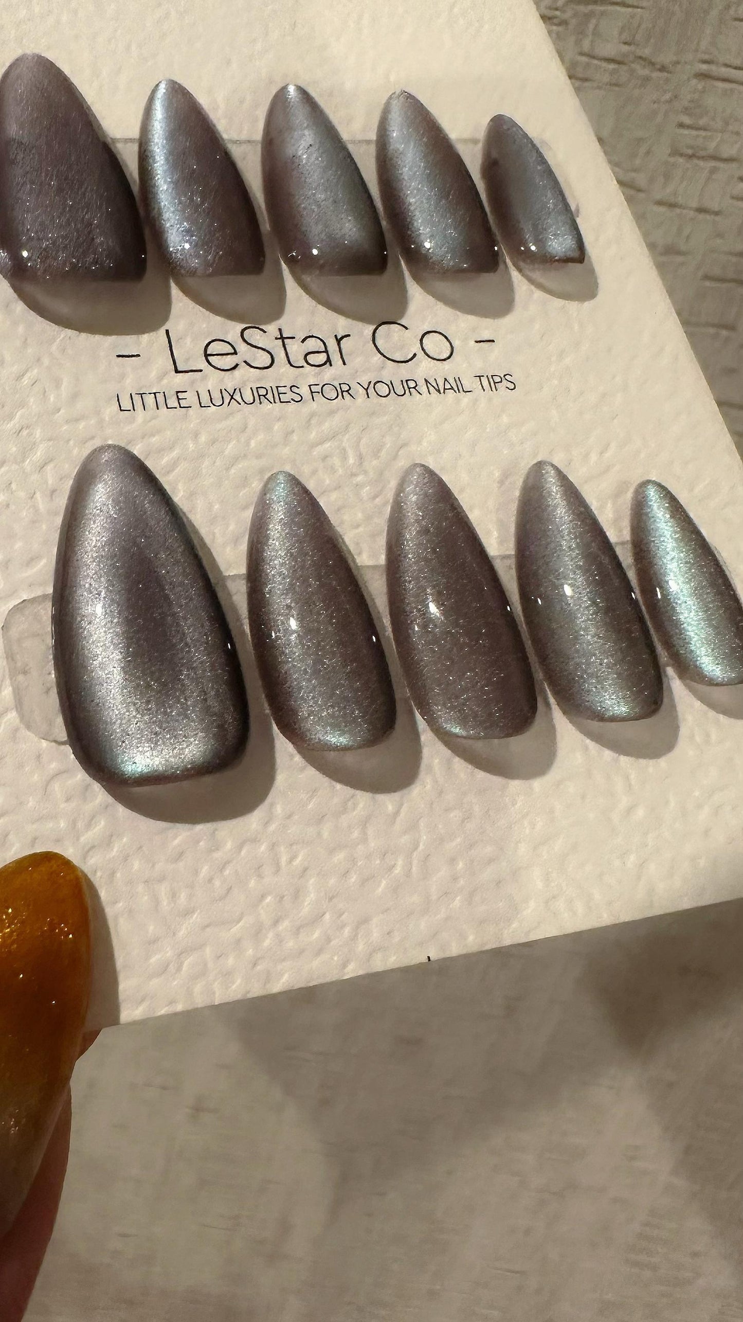 Reusable Frosted Azure Purple Cat Eye Effect | Nails Premium Press on Nails Gel Manicure Handprint Pressons Handmade | Lestarco nails WM992