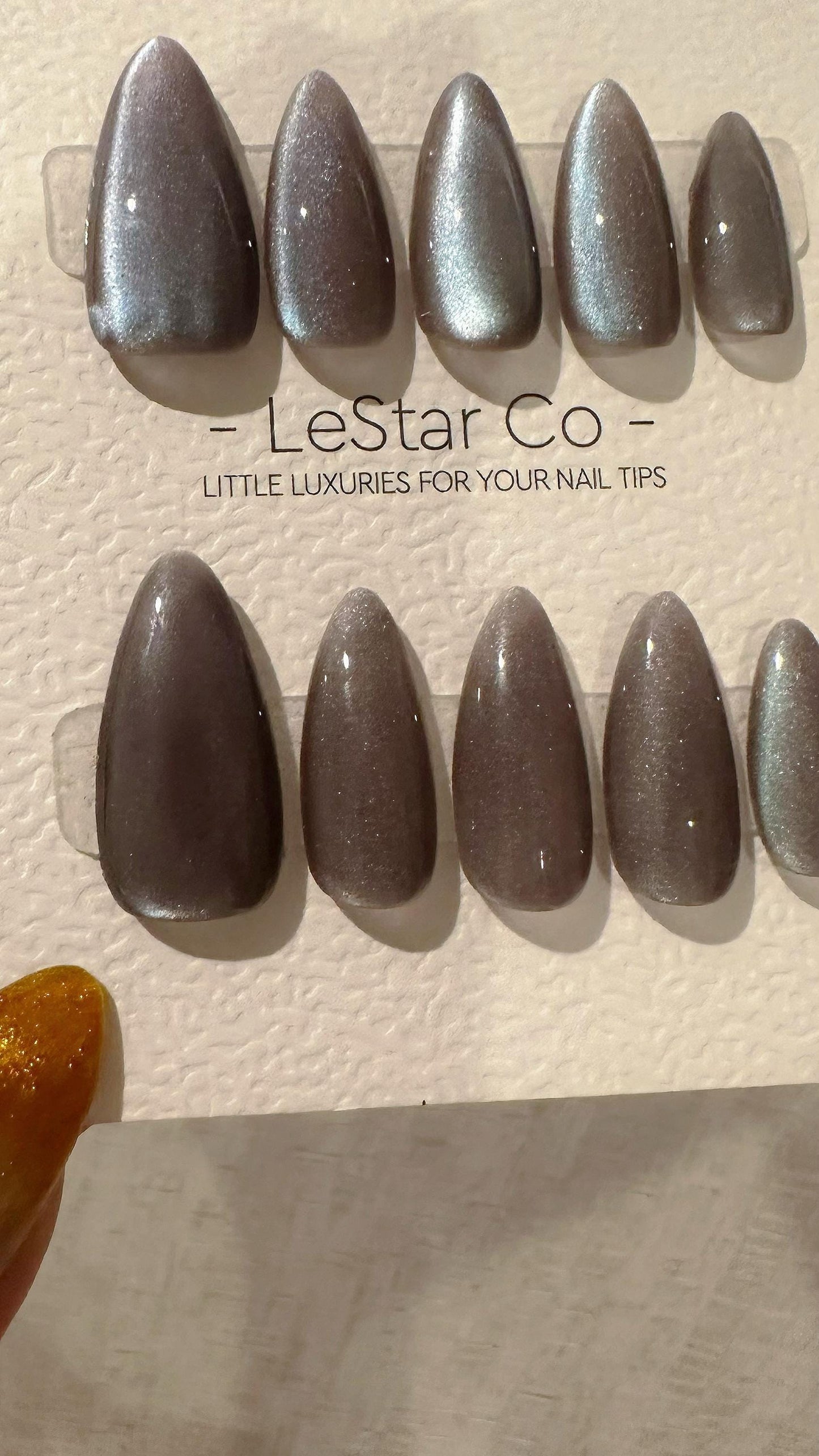 Reusable Frosted Azure Purple Cat Eye Effect | Nails Premium Press on Nails Gel Manicure Handprint Pressons Handmade | Lestarco nails WM992